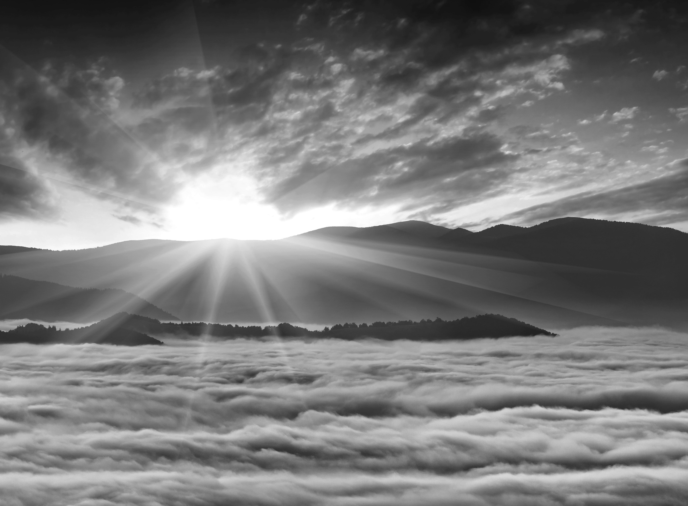 Fototapete »Landschaft Schwarz & Weiss«