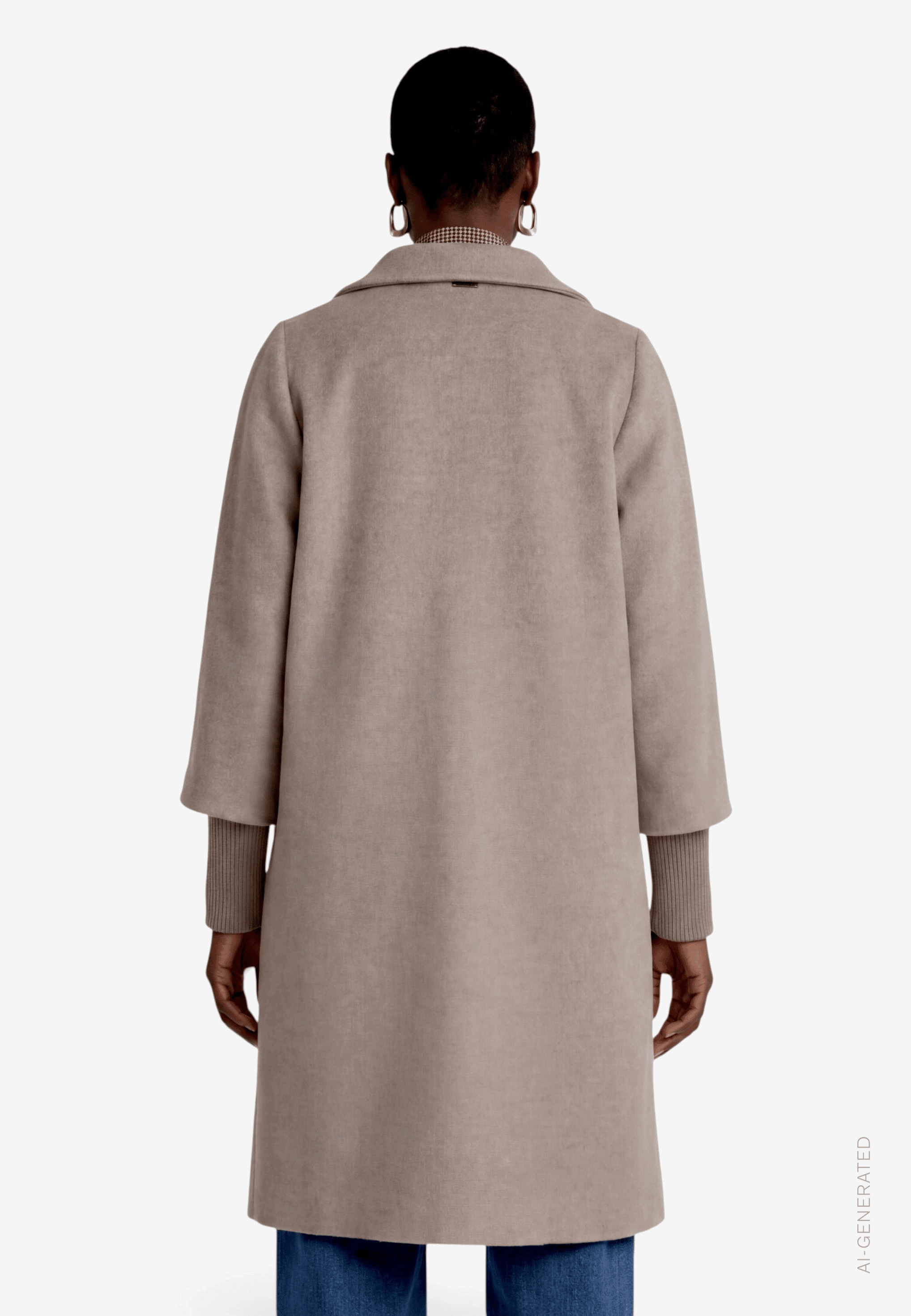 Zero Wintermantel Wollmantel mit langen Strickbündchen / Stehkragen