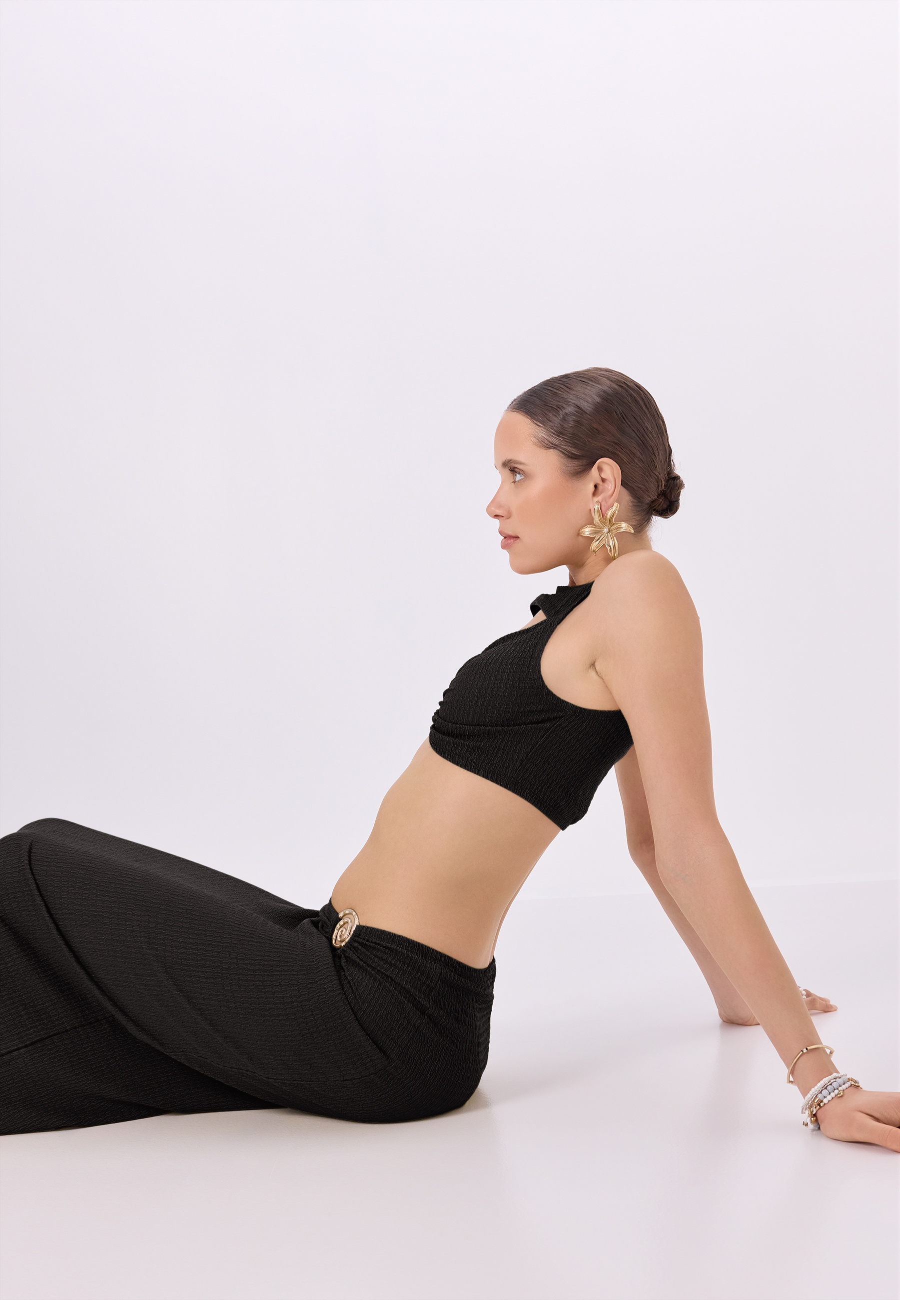 LSCN by LASCANA Maxi jupe aus weicher Crinkleware mit Zieraccessoire