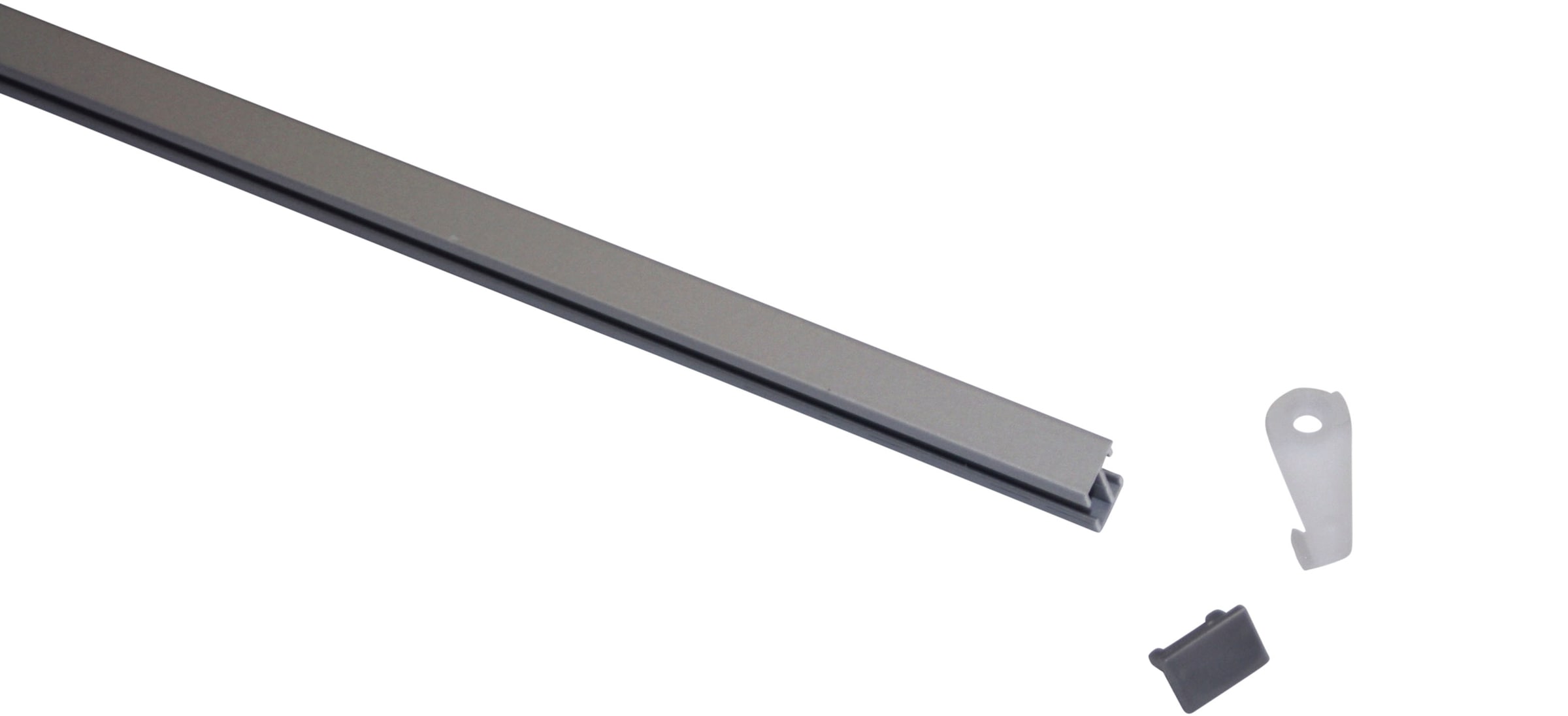 GARDINIA Vorhangschiene »Aluminium-Vorhangschienen Set 1-Lauf Lucy« 1 läufig-läufig mit Bohren, Deckenmontage, Aluminium, Deckenträger aus Kunststoff