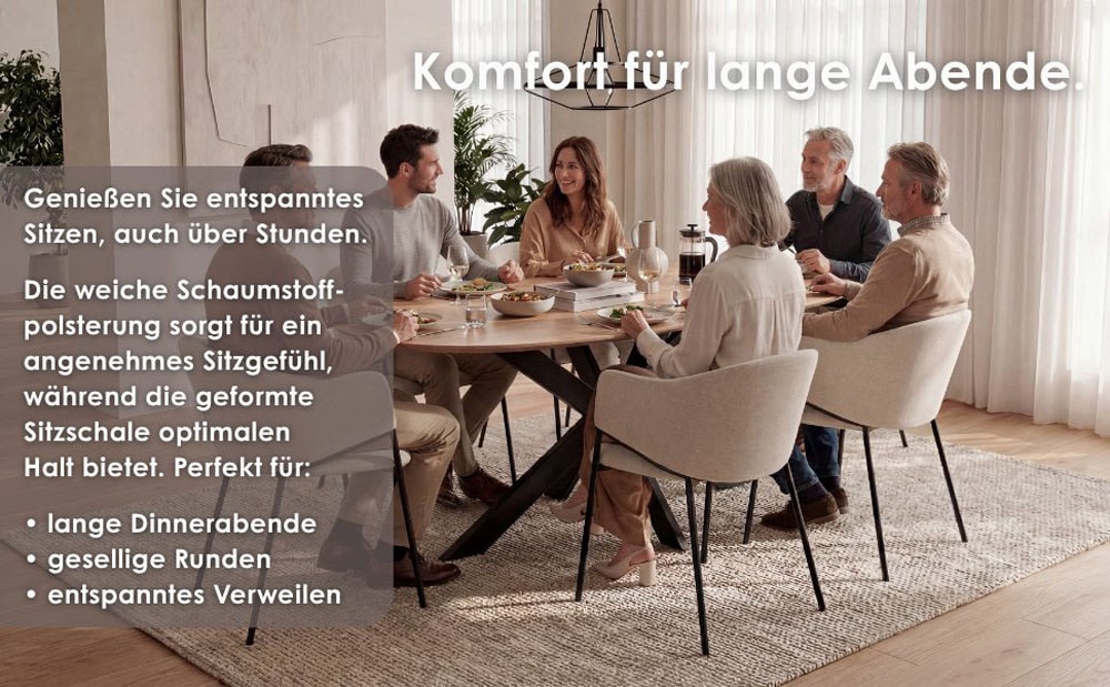 byLIVING Chaise de salle à manger »YORK« (Ensemble) 2 cuisStrukturstoff in grau, bis 110 kg, Schaumstoff, 4-Fussgestell
