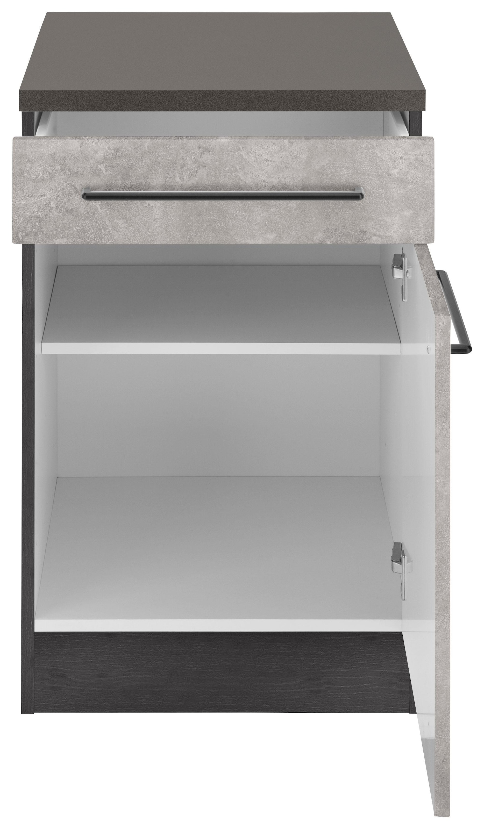 KOCHSTATION Unterschrank »KS-Tulsa« 50 cm breit, 1 Tür, 1 Schubkasten, schwarzer Metallgriff, MDF Front