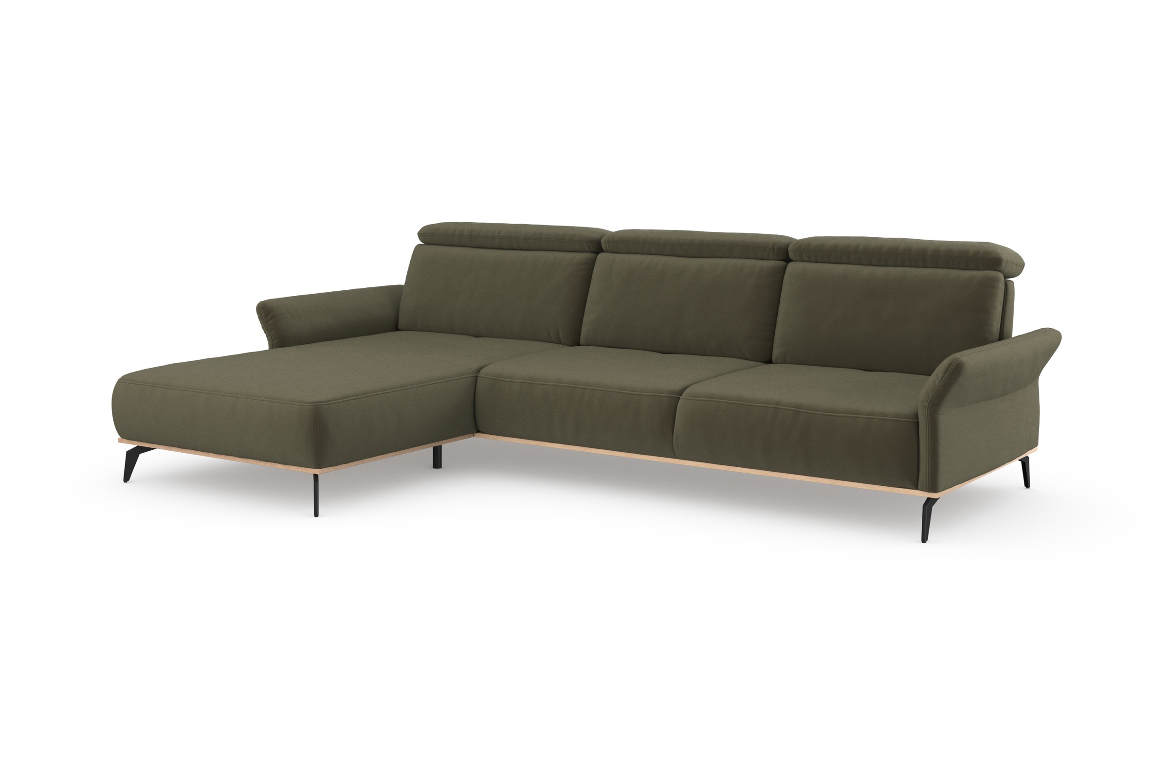 Places of Style Ecksofa »Fjord L-Form«, massiv, wahlweise mit Armlehnfunktion, Kopf- Sitztiefenverstellung