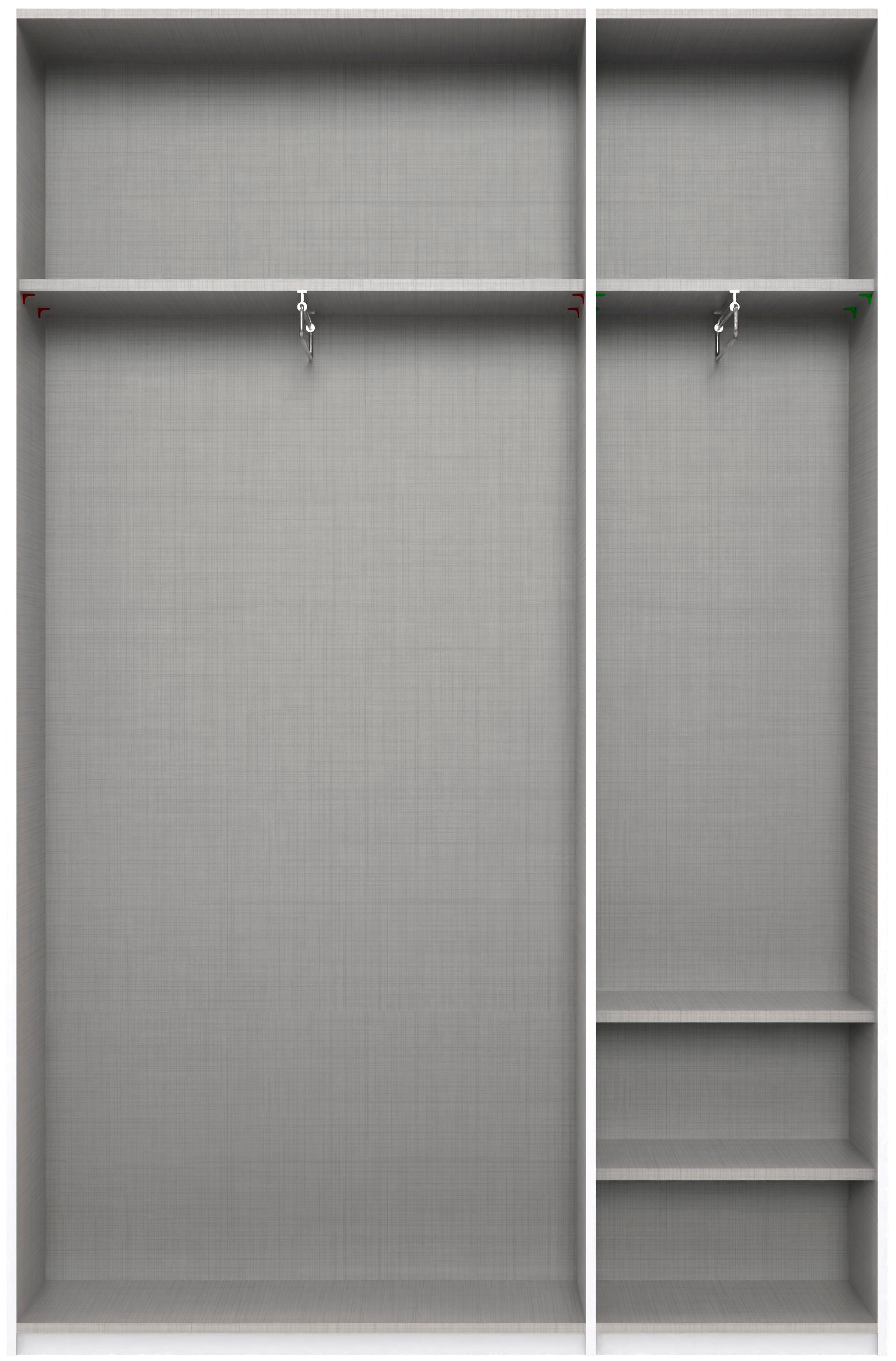 Wimex Kleiderschrank »Mugano,in 8 Breiten,3 Höhen,2 Tiefen, viele Farben, Made in Germany«, (in Basic oder Premium Ausstattung mit 2 weiteren Einlegeböden), mit langen oder kurzen Griffen aus Metall, mit oder ohne Spiegel