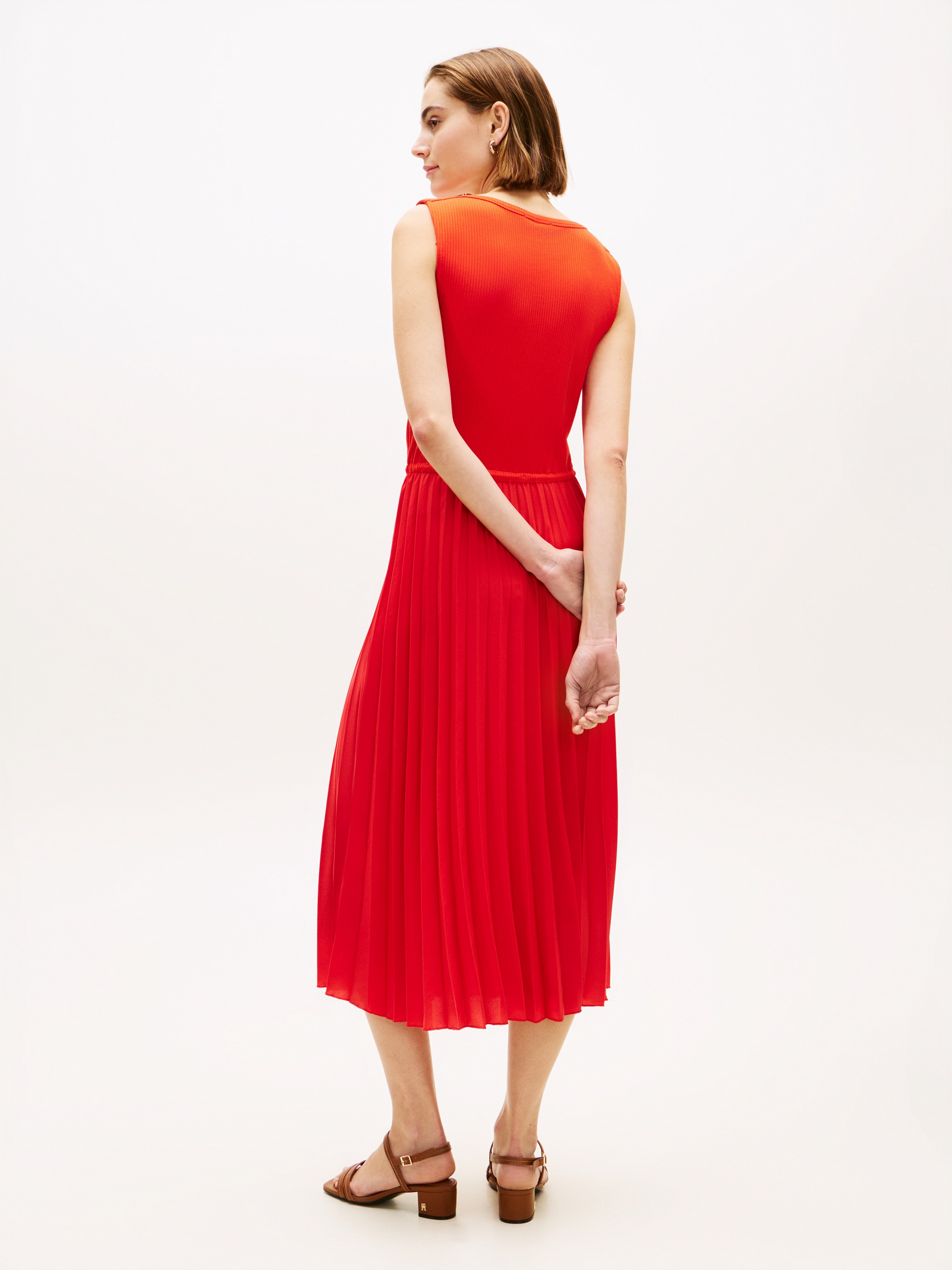 Tommy Hilfiger Robe en tricot »5X2 SLASH-NK MIX MEDIA DRS« mit feinen Rippen