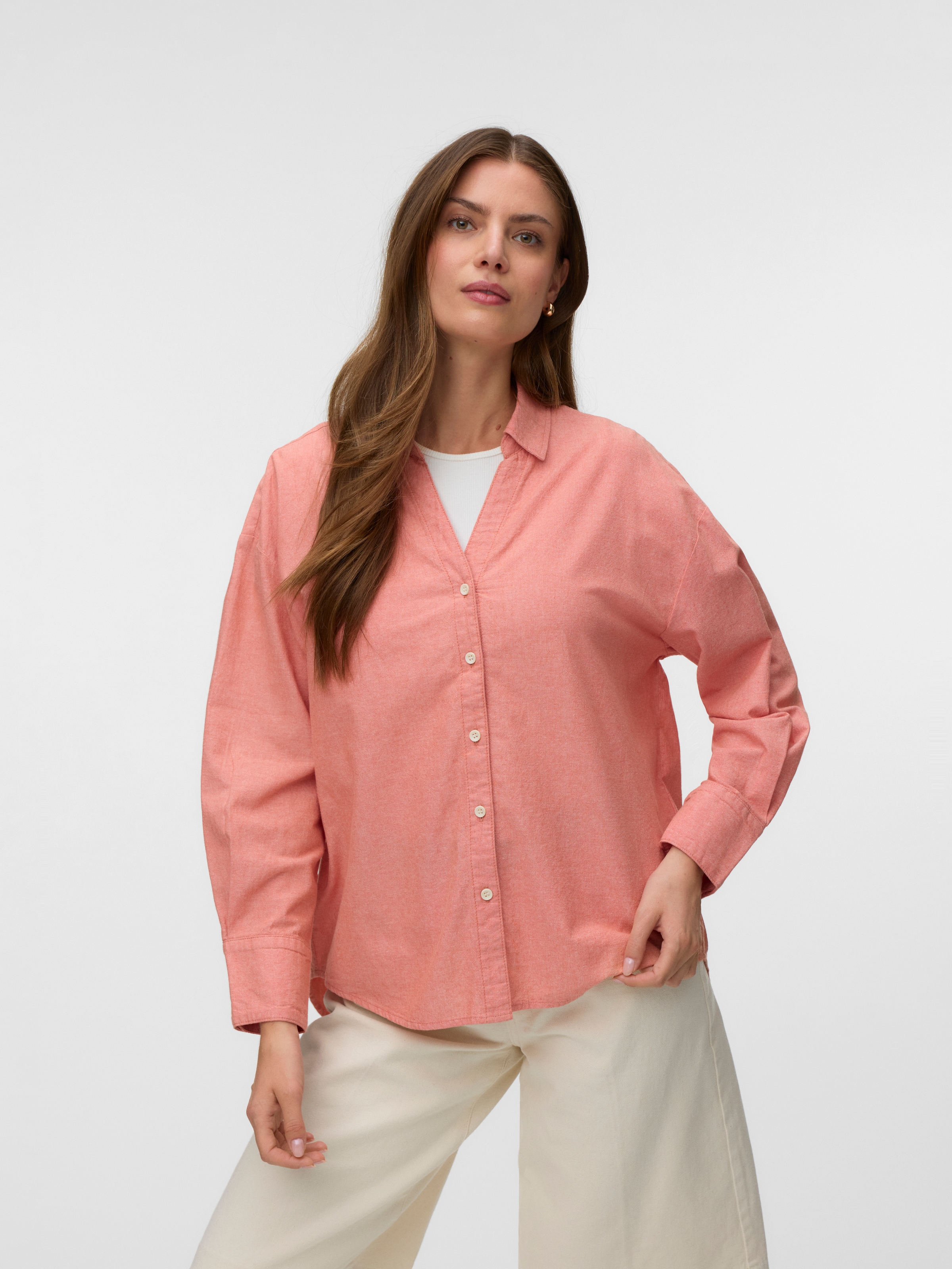 Image of Vero Moda Langarmbluse "VMNORMA LS CHAMBRAY SHIRT" Baumwolle, loose fit