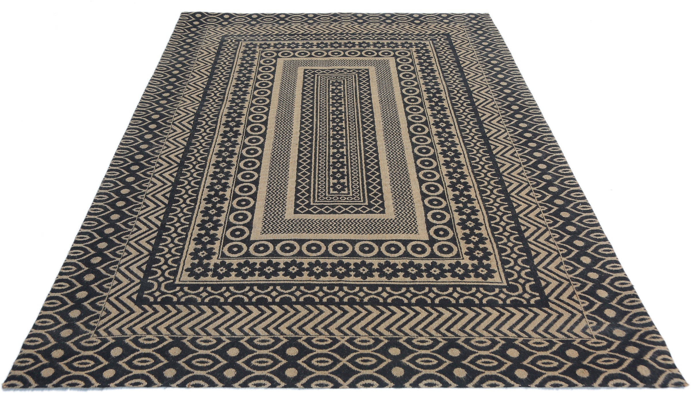 Image of DELAVITA Teppich »Salem«, rechteckig, 12 mm Höhe, Azteken-Muster, mit Bordüre, aus natürlichern Fasern: Jute und Baumwolle, idealer Teppich für Wohnzimmer, Schlafzimmer & Esszimmer bei Ackermann Versand Schweiz