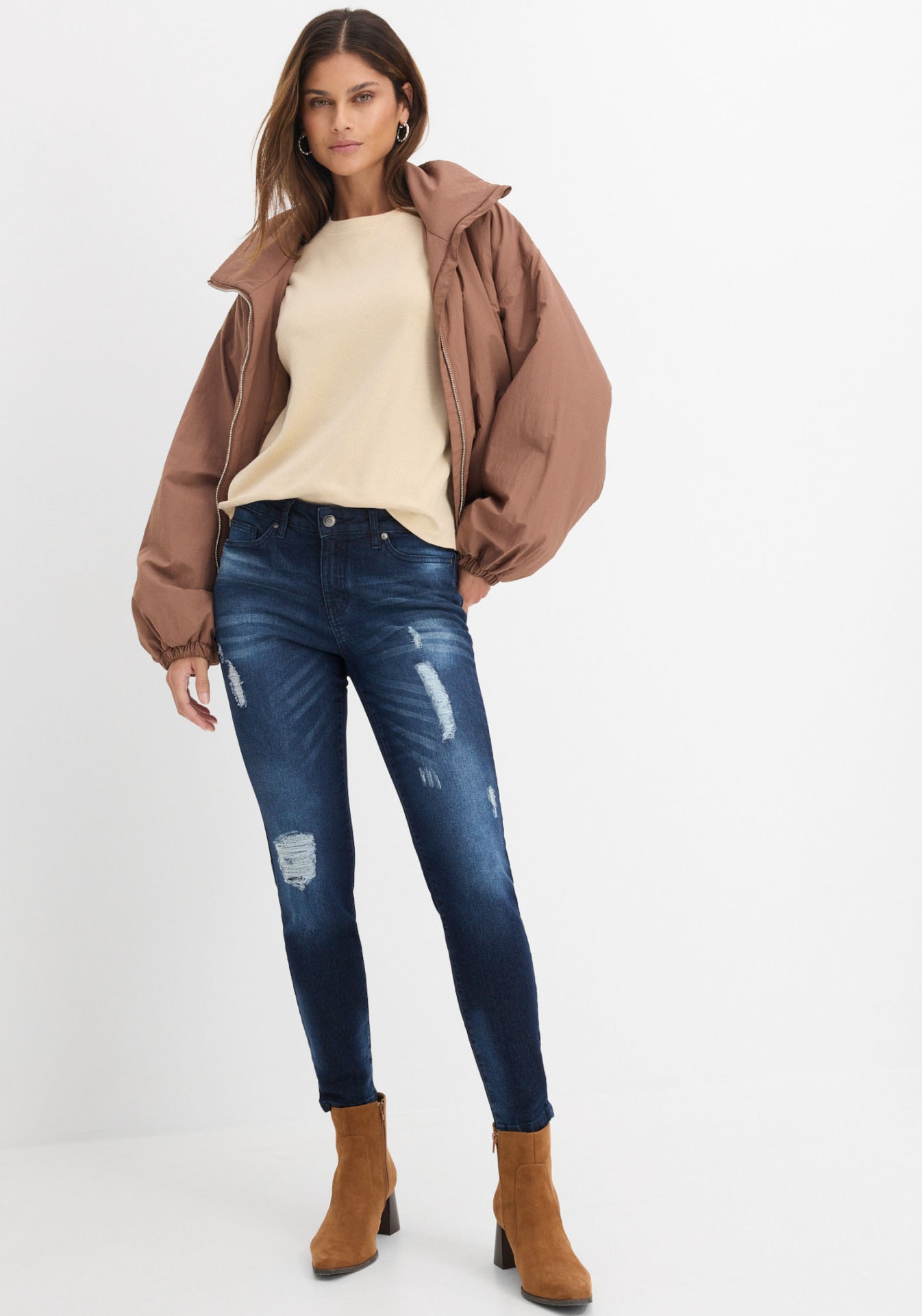 bonprix Jeans skinny 1 pièces Skinny-fit, mit Destroy-Effekten, in vielen Grössen erhältlich