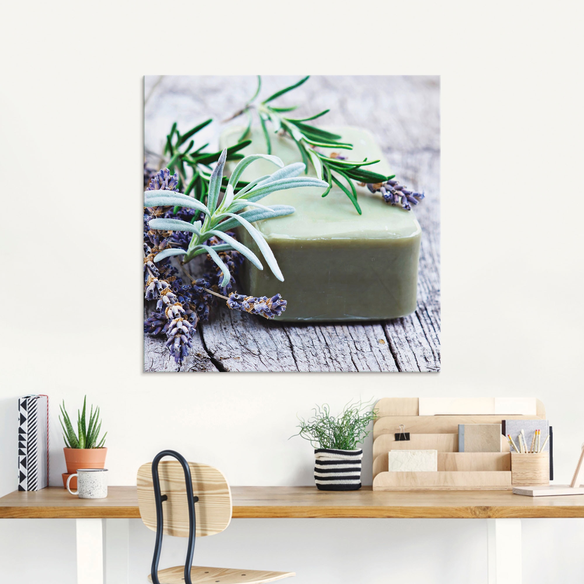 Artland Glasbild »Stück natürlicher Seife mit Kräutern« Spa 1 Stk. tlg. in verschiedenen Grössen