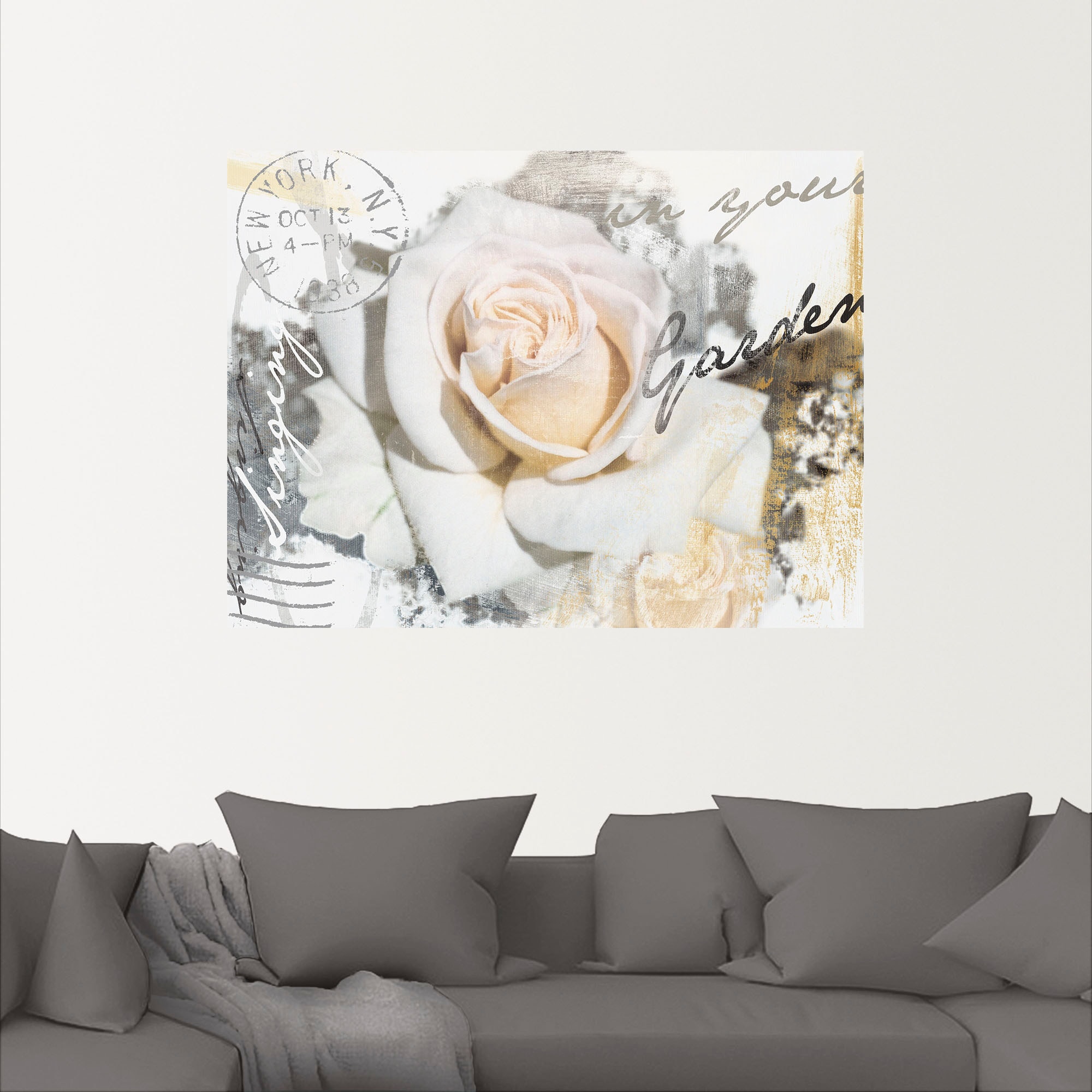 Artland Wandbild »In Buchstaben - Rose«, Blumen, (1 St.), als Leinwandbild, Poster, Wandaufkleber in verschied. Grössen
