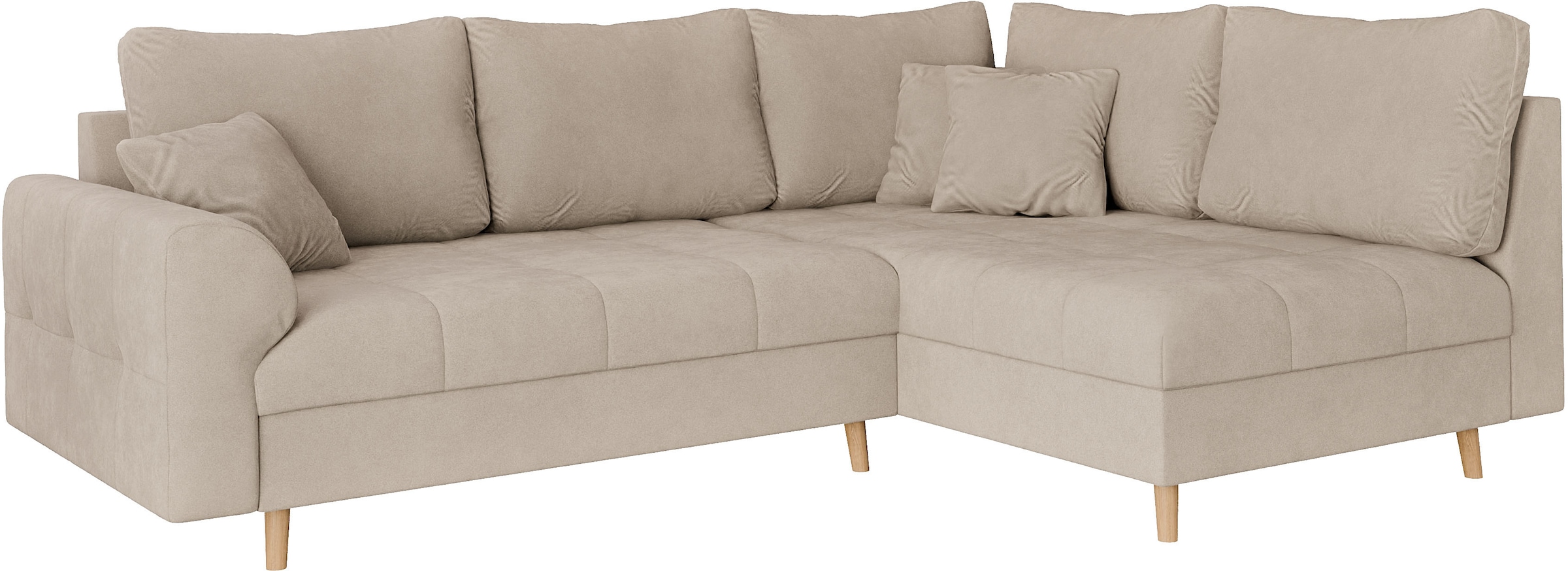 Home affaire Ecksofa »CHARRE L-Form mit Ottomane, Masse B/T/H: 231/161/81 cm« feine Steppung, lose Rücken- und Zierkissen, auch in Cord und Bouclé