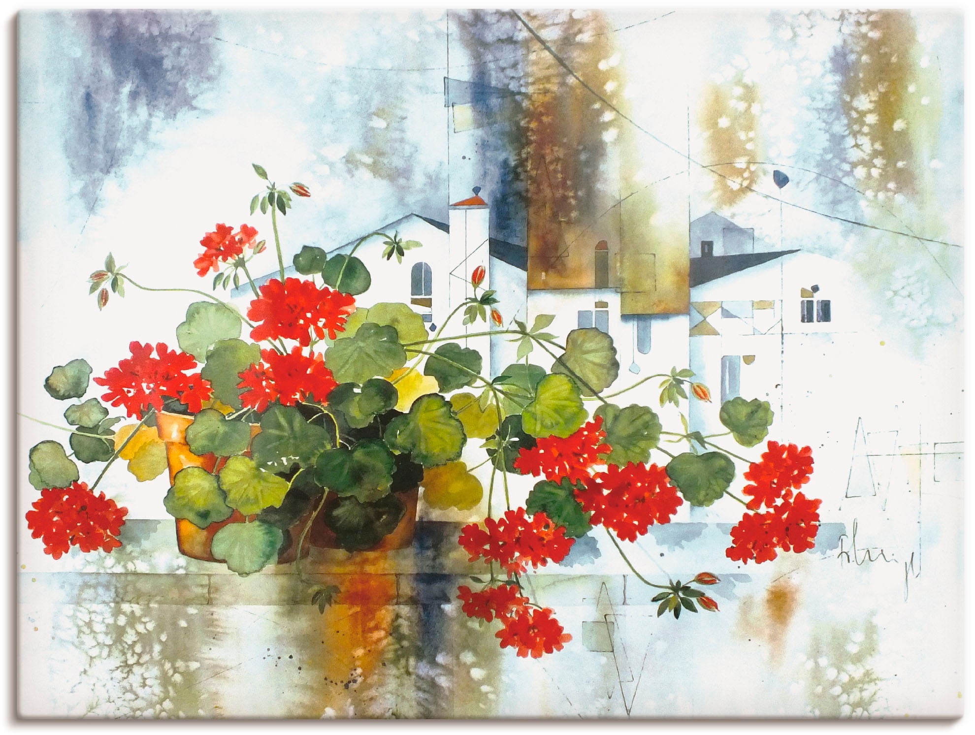 Image of Artland Leinwandbild "Fantasie I" Blumen 1 Stk. tlg. auf Holzrahmen gespannt