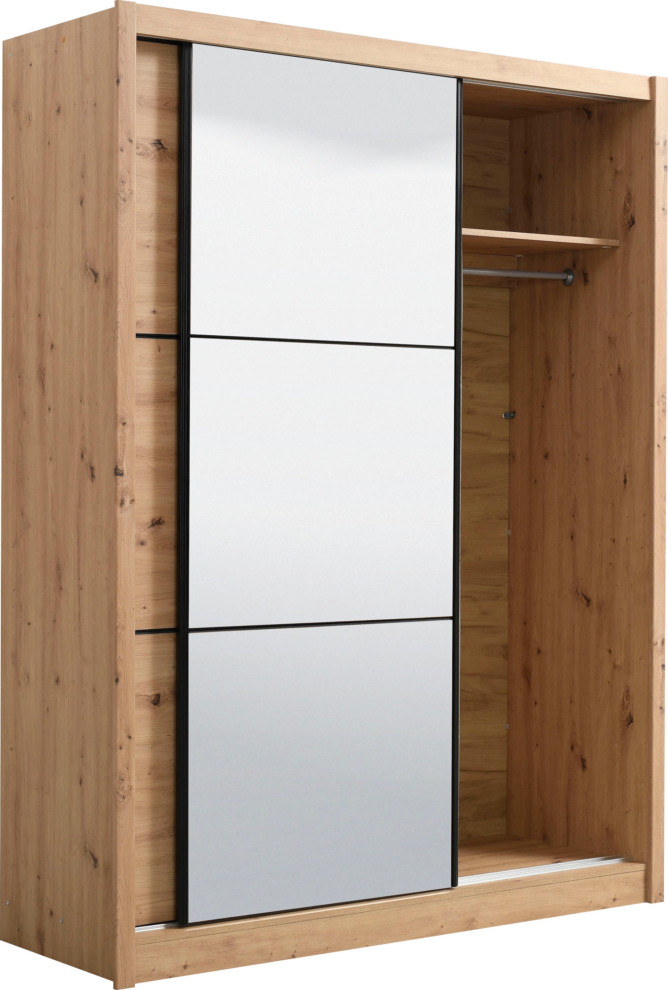 INOSIGN Schwebetürenschrank »Navara Kleiderschrank mit Spiegel Wäscheschrank Garderobe«, mit grosszügiger Innenausstattung, FSC®-zertifiziert, in 3 Breiten
