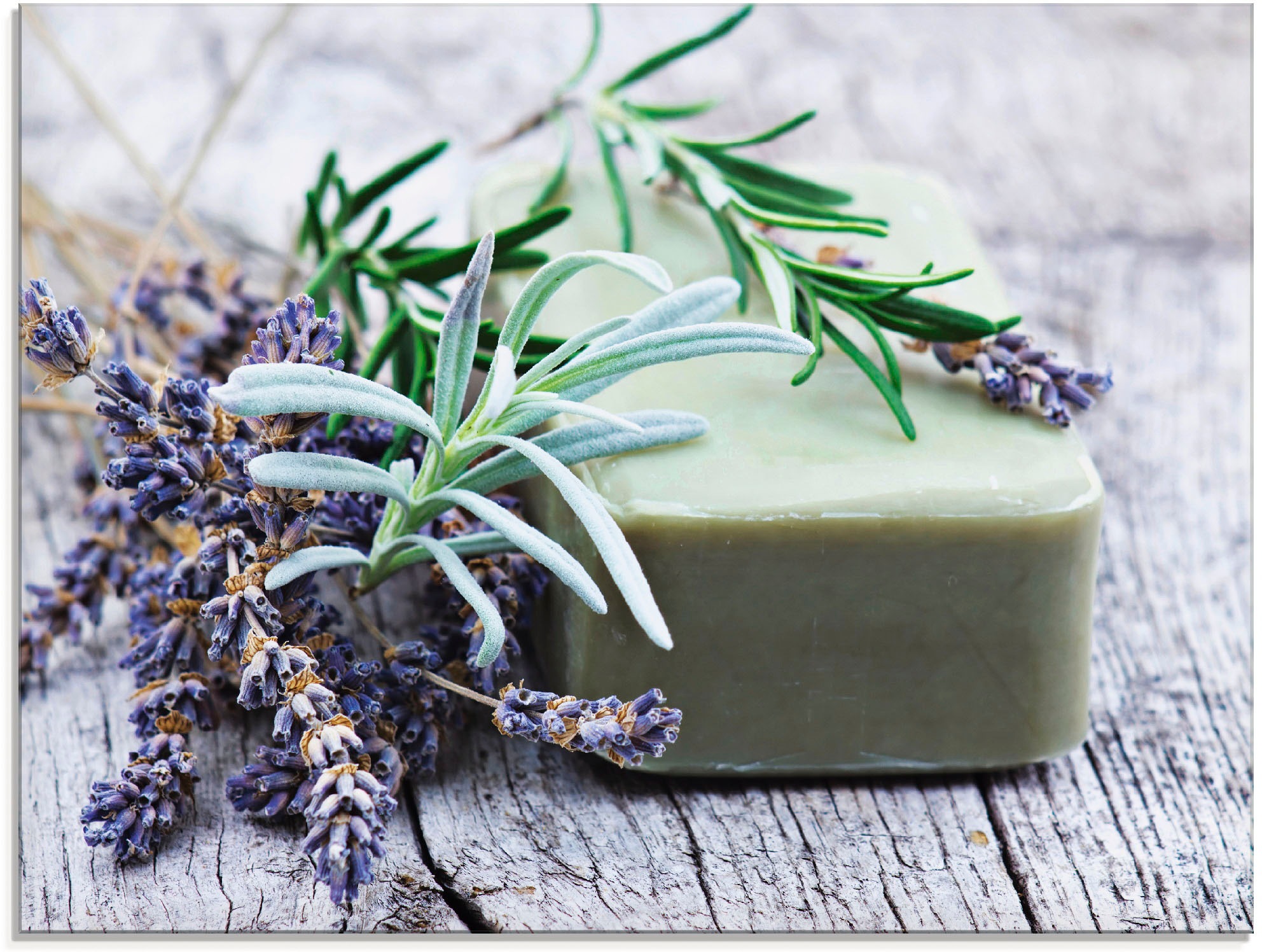 Image of Artland Glasbild »Stück natürlicher Seife mit Kräutern«, Spa, (1 St.) bei Ackermann Versand Schweiz