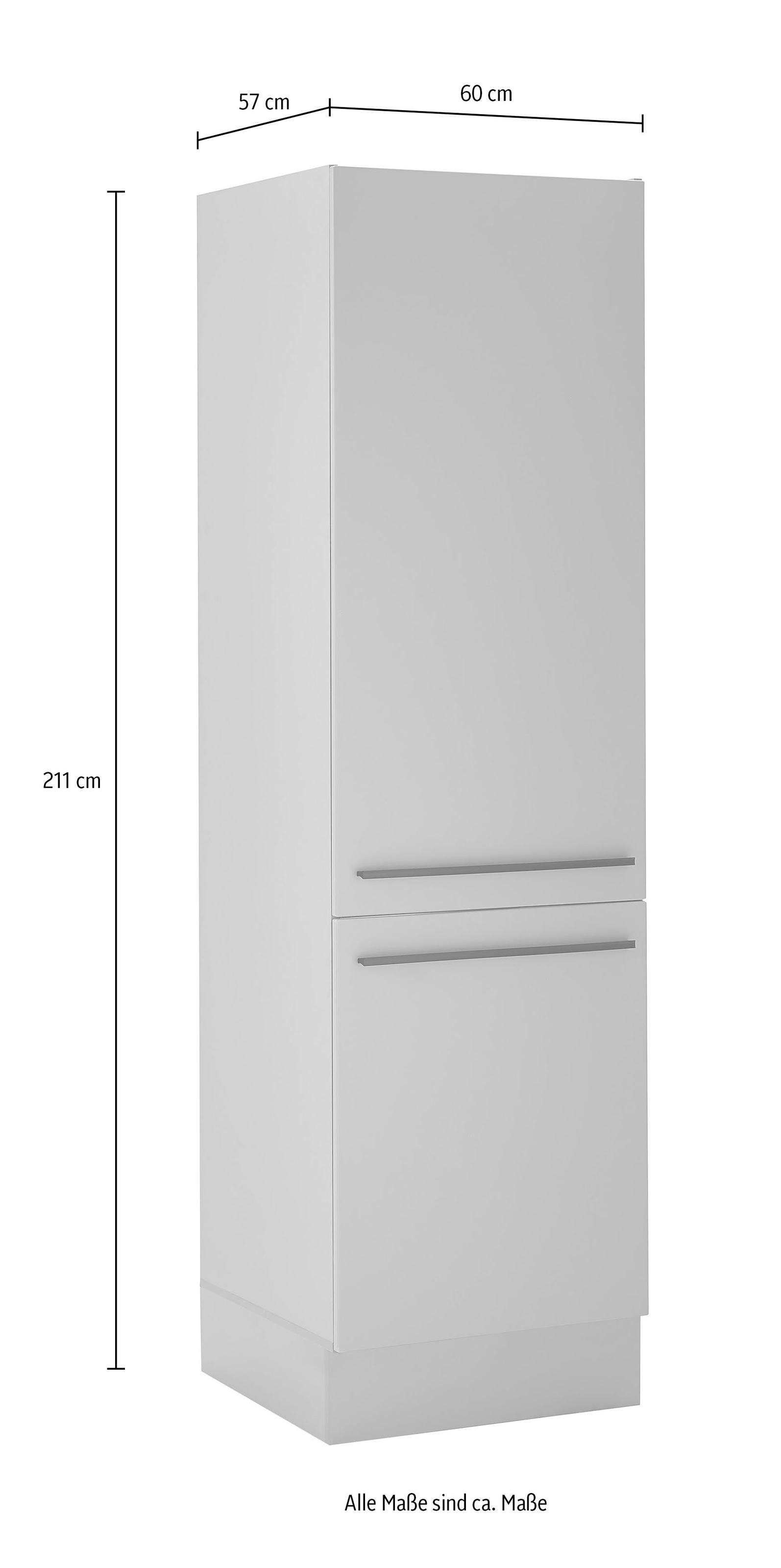BASIC by Balculina Armoire réfrigérée encastrable »Denver, Küchenschrank BxHxT 60 x 211 x 57« 1 cuis tlg. 18 : largeur 60 cm, en gris mat/chêne lancelot,