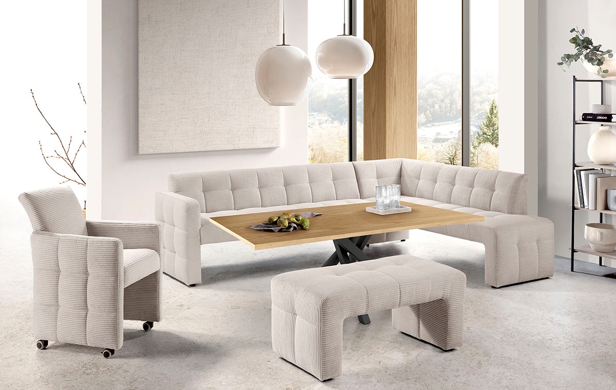 exxpo - sofa fashion Essbank »Barista, bequem und elegant, hohe Bodenfreiheit«, Eckbank Barista bequem und elegant, hochwertige Detailverarbeitung