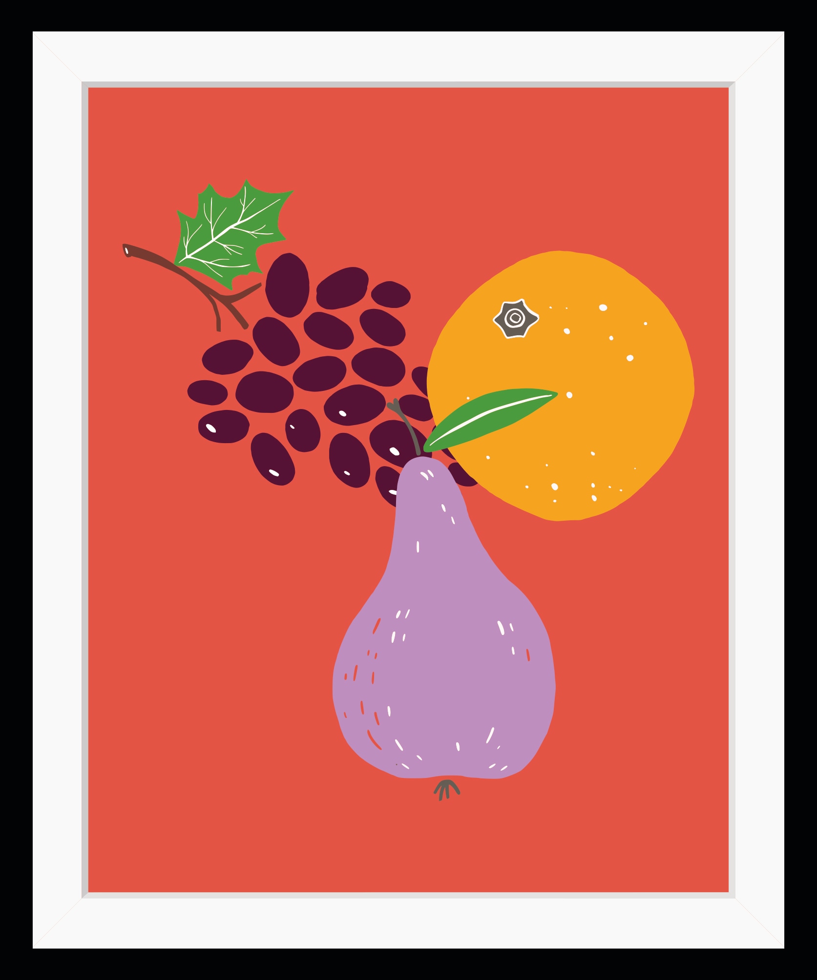 Image of queence Bild "Eledor" Abstrakt Kunst Obst Obst Bilder Orange HD Premium Poster-Druck inkl. Holzrahmen