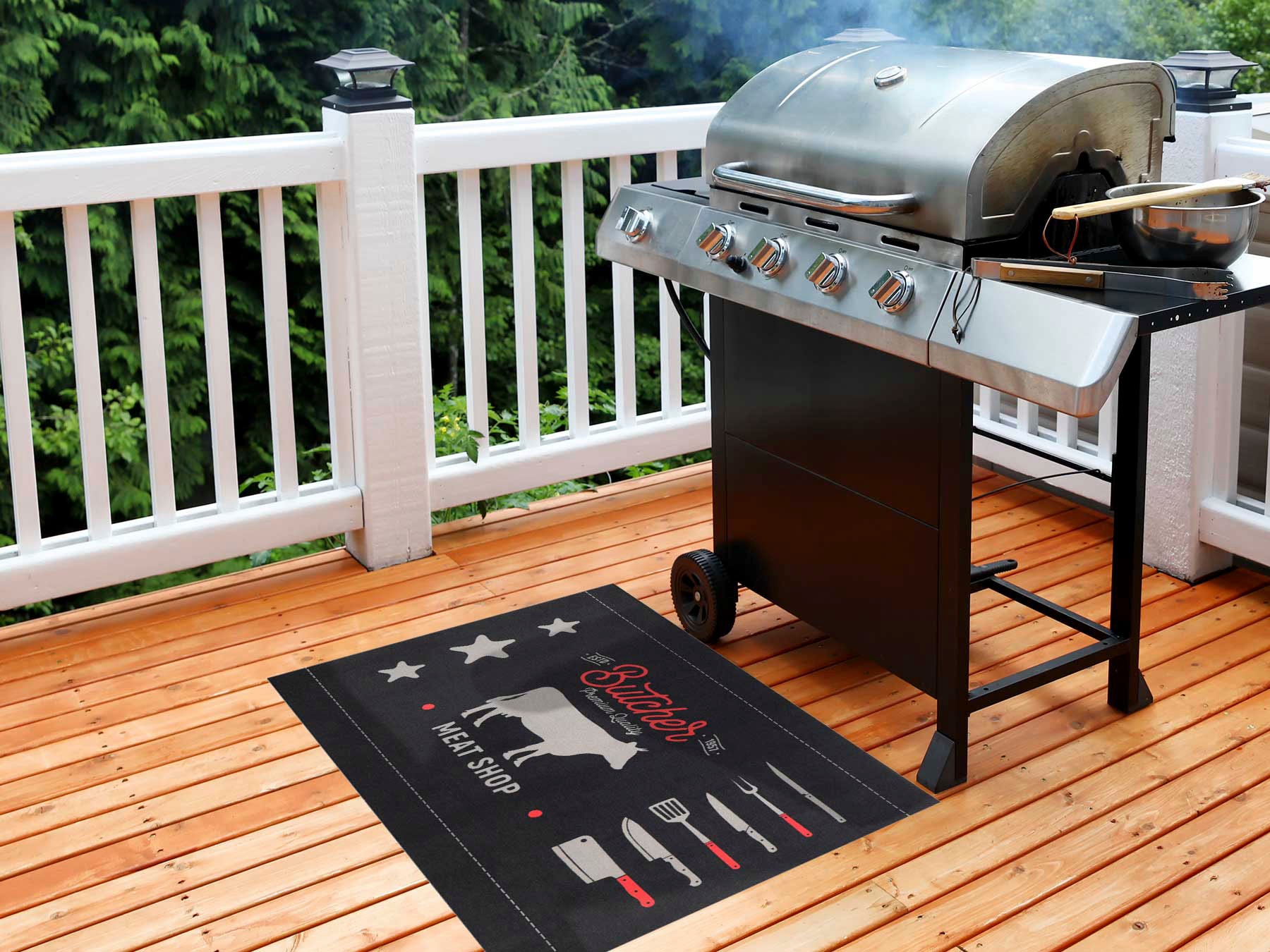 Primaflor-Ideen in Textil Fussmatte »BBQ Grillunterlage BEEF, Made in Belgium«, rechteckig, 5 mm Höhe, Grillmatte ideal als Bodenschutz, ruschhemmend, waschbar