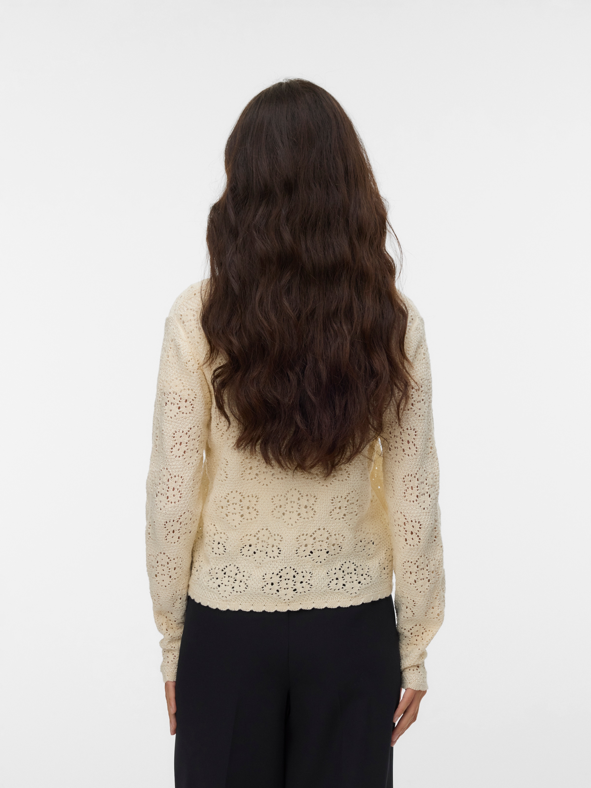 Vero Moda Veste en tricot »VMAVA LS V-NECK TIE STRING CARDIGAN« coton, bords tricotés ondulés