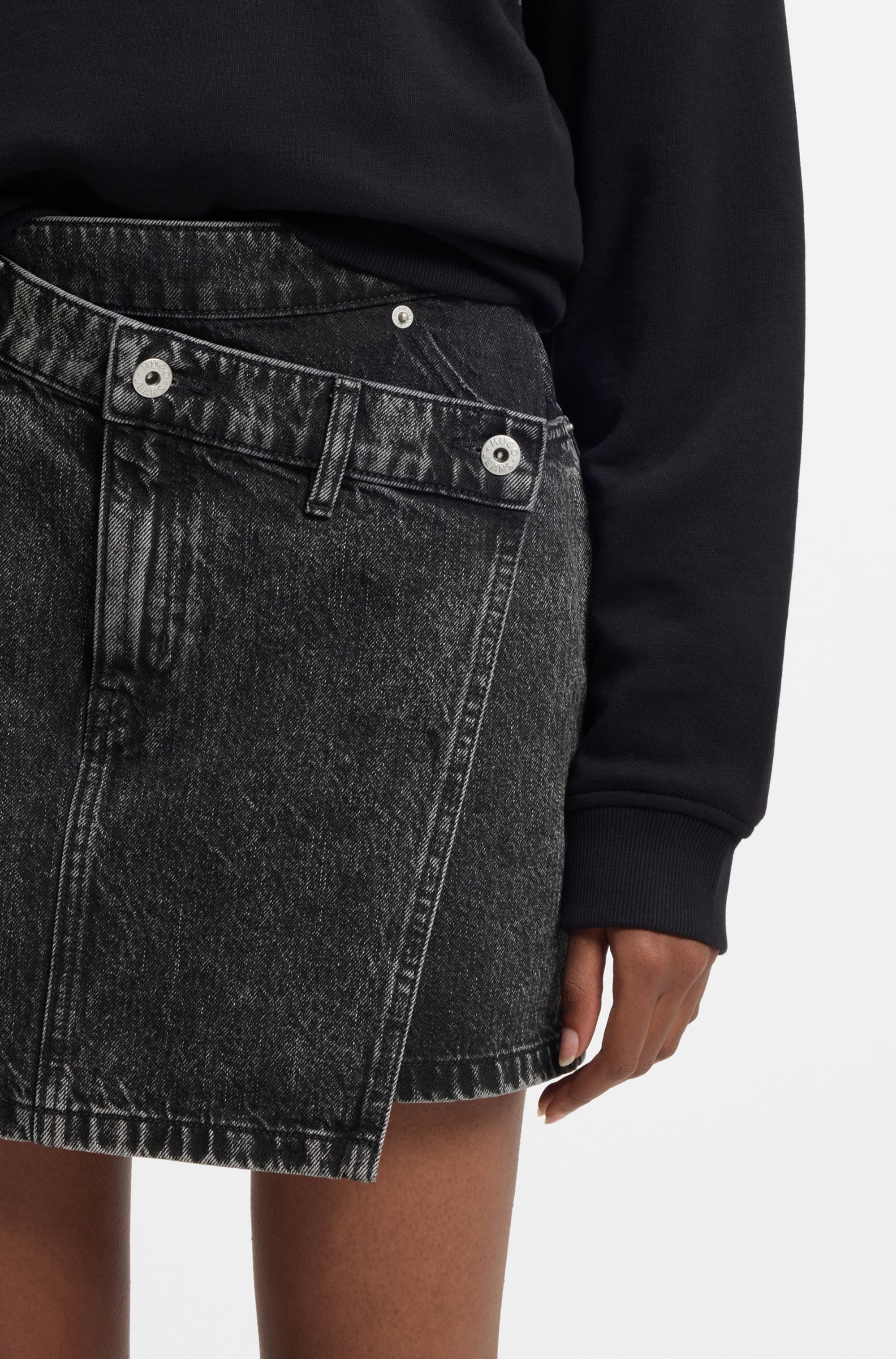 HUGO Blue Jeansrock »Galaxy« mit asymmetrischem Bund, Mini-Länge