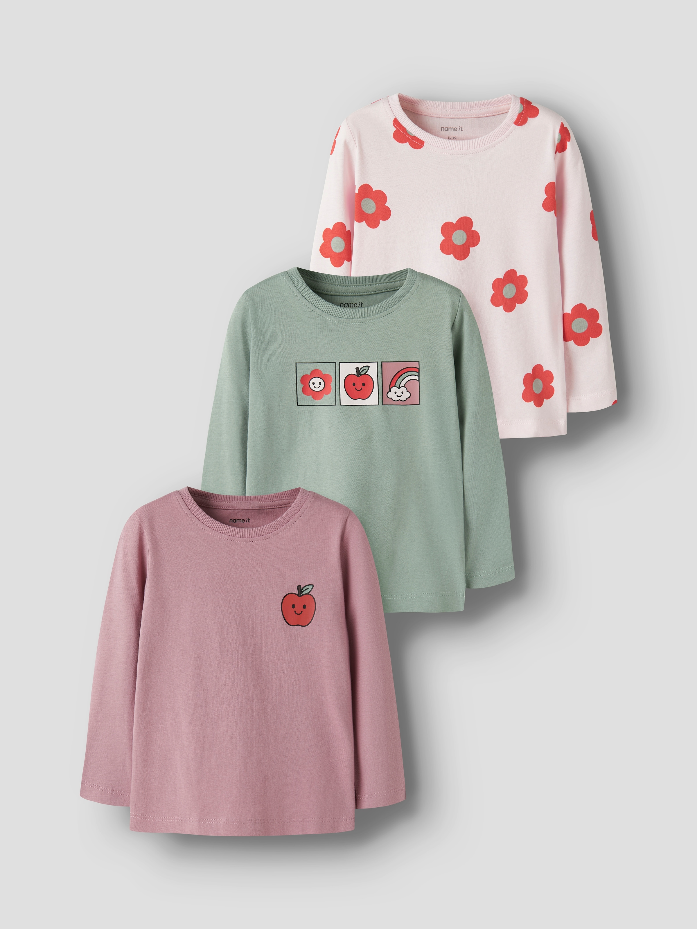 Name It T-shirt à manches longues »NMFNIA 3P LS TOP« Paquet, 3 coton, coupe régulière