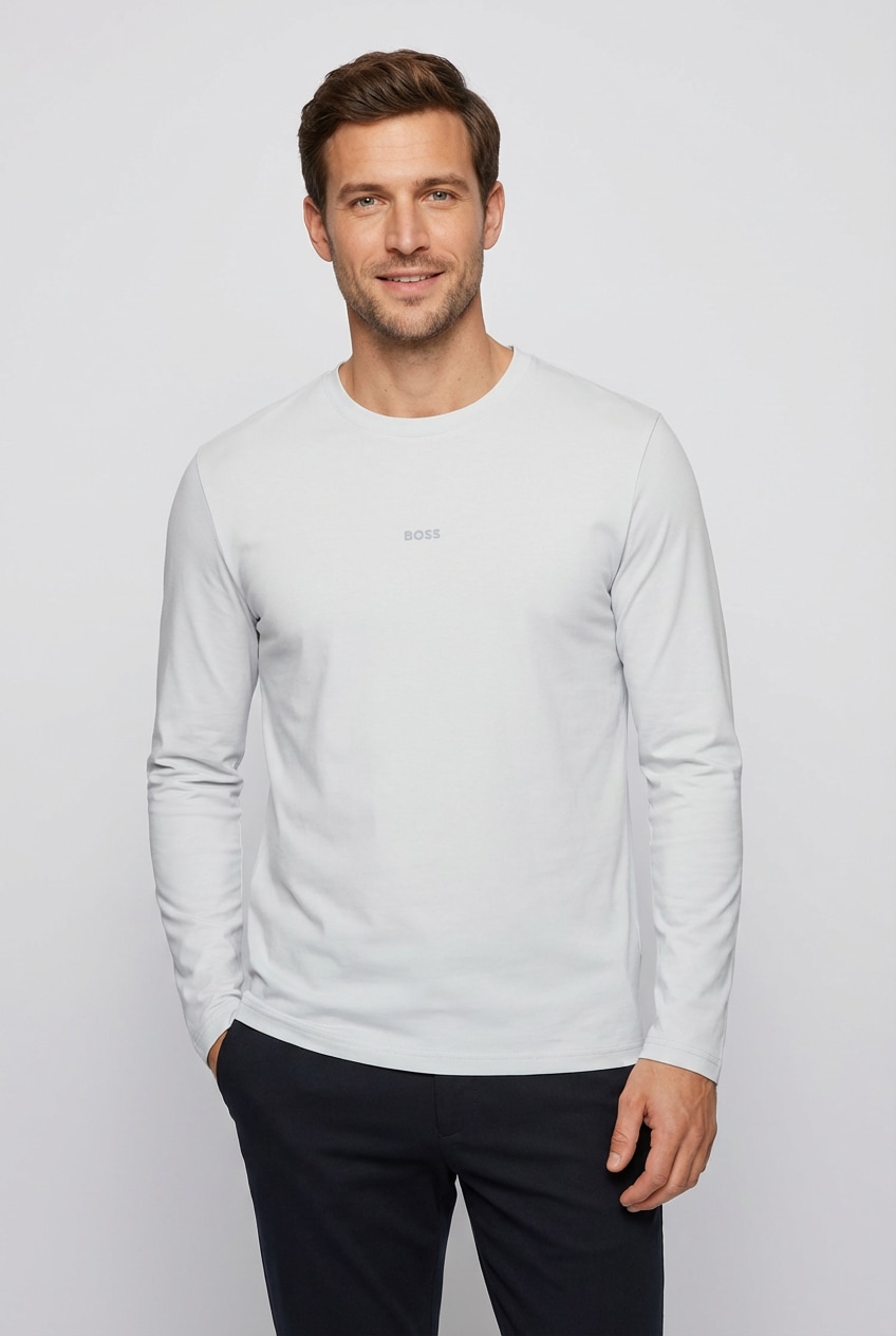 BOSS ORANGE Langarmshirt »TChark« Rundhalsausschnitt, Regular Fit, mit BOSS-Logo