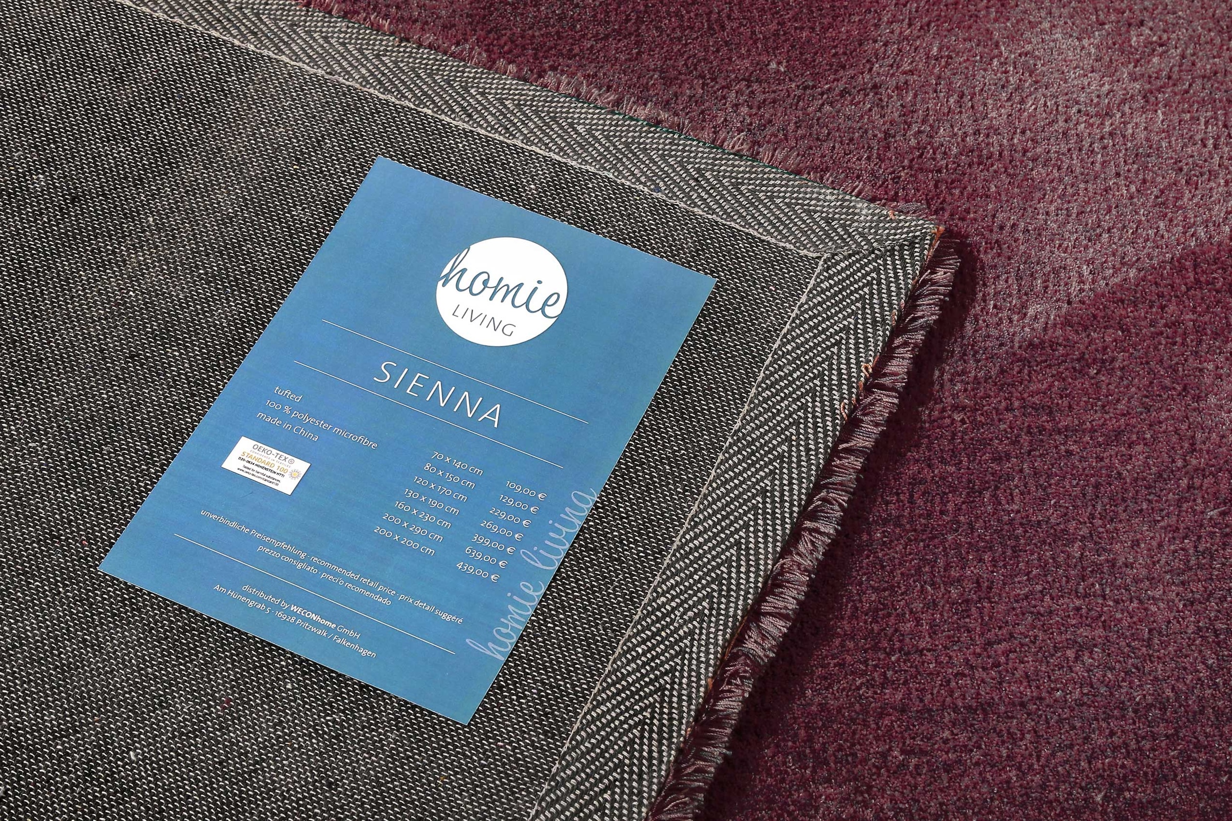 Homie Living Tapis »Sienna« Carré 20 mm Höhe poils longs, microfibre, uni, doux et moelleux, salon, chambre