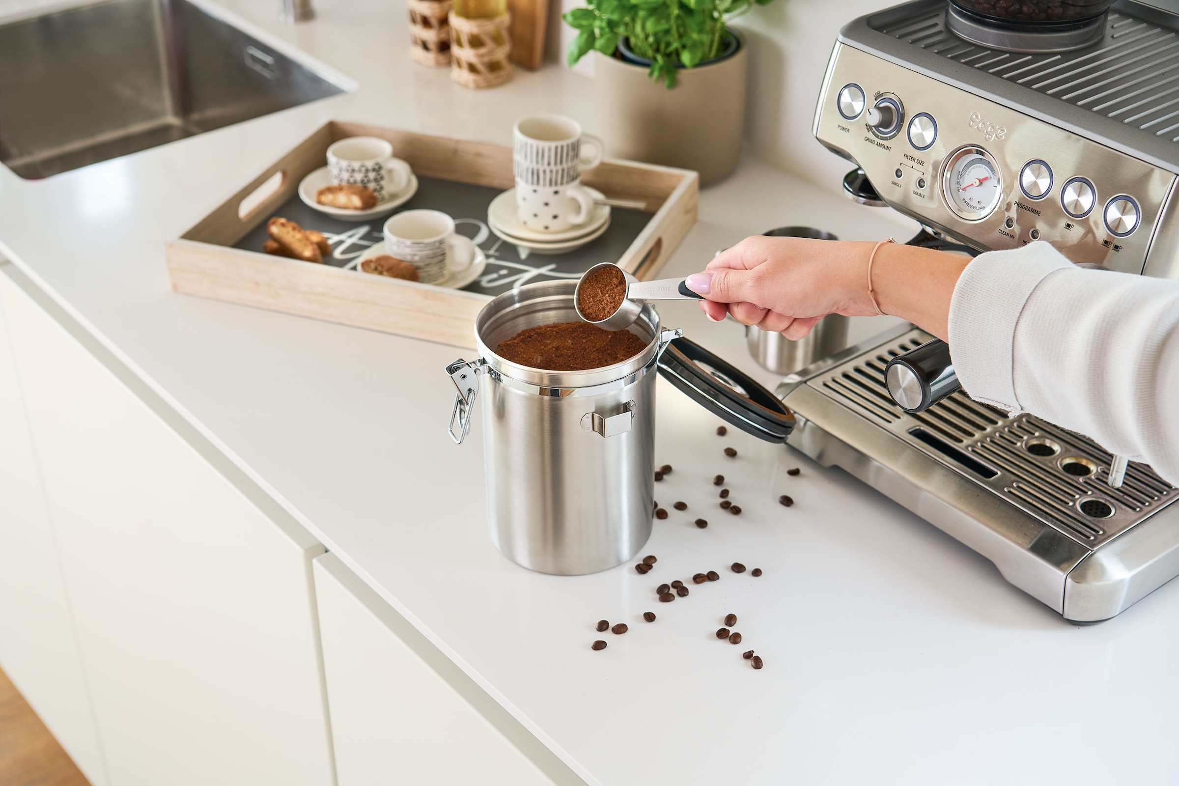 Zeller Present Boîte à café mit Datumsanzeige, Löffel