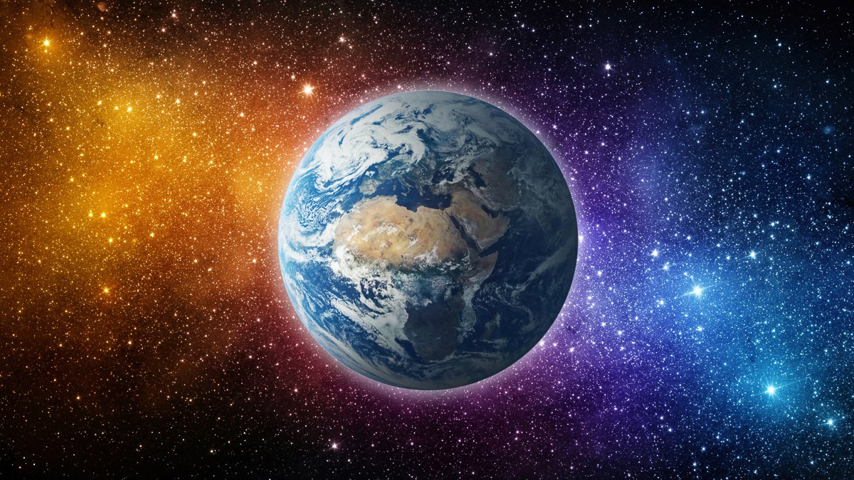 Image of Papermoon Fototapete »Planet gelb blau«, Vliestapete, hochwertiger Digitaldruck, inklusive Kleister bei Ackermann Versand Schweiz