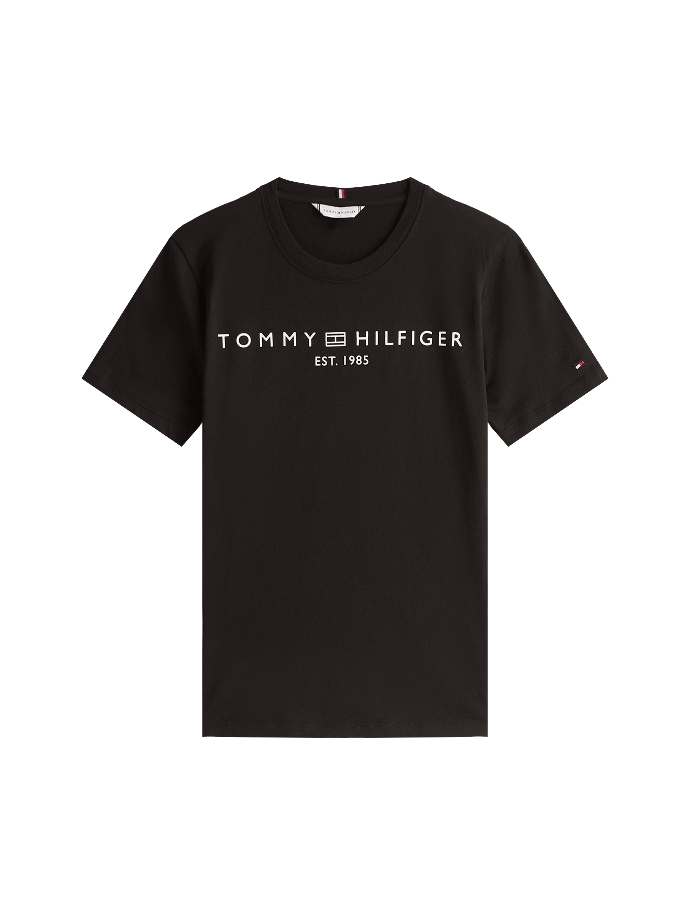 Tommy Hilfiger T-Shirt »REG CORP LOGO C-NK mit Logoschriftzug und Stickerei«, meliert, casual, regular fit, Baumwolle, Rundhals