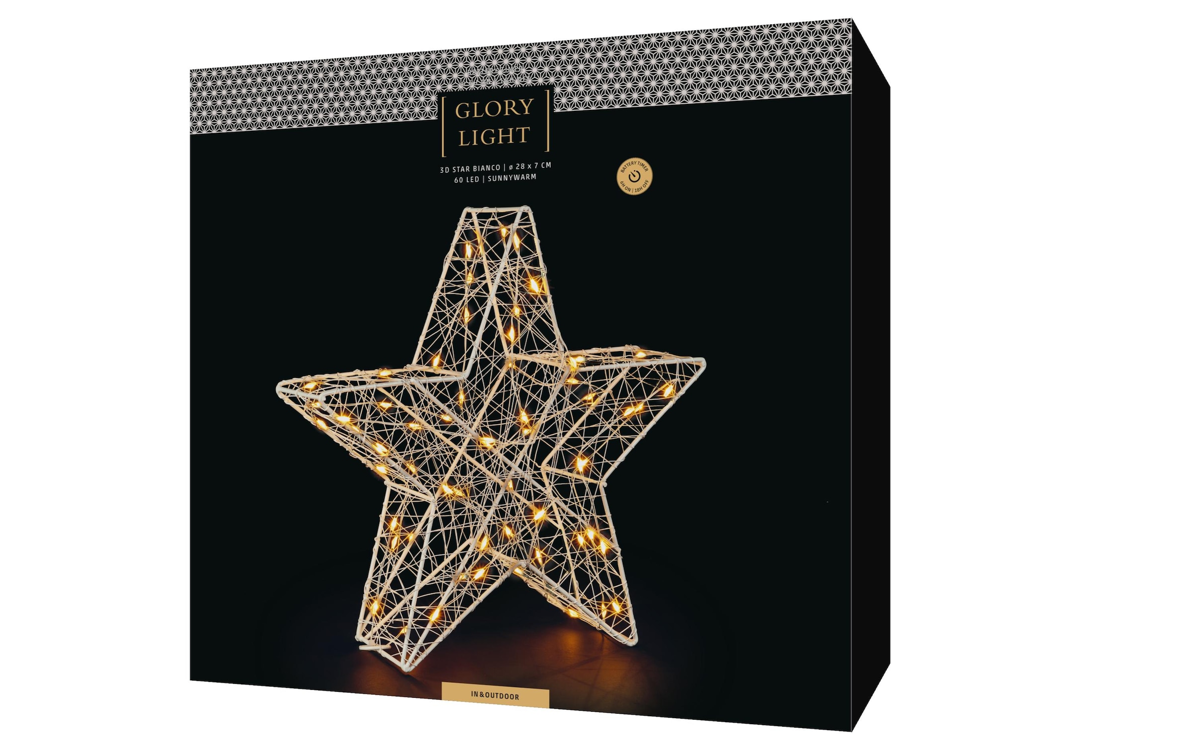 STT LED Dekofigur »Dekoration 3D Star Bianco M« Warmweiss