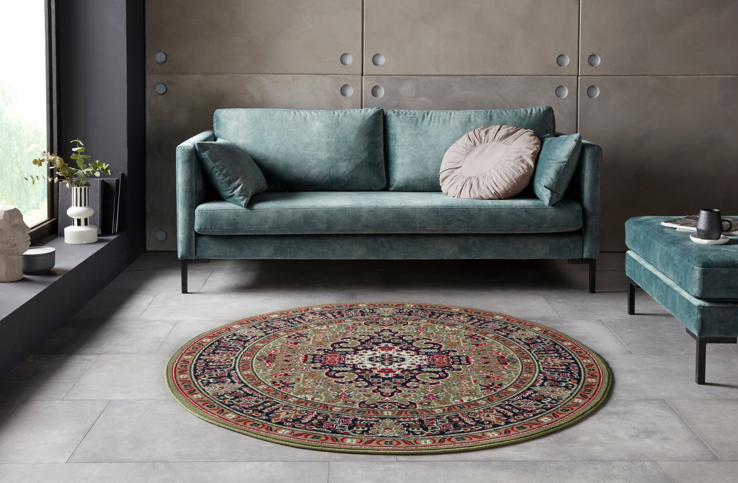 NOURISTAN Teppich »Skazar Isfahan«, rund, 9 mm Höhe, Kurzflor, Orient, Teppich, Vintage, Esszimmer, Wohnzimmer, Flur