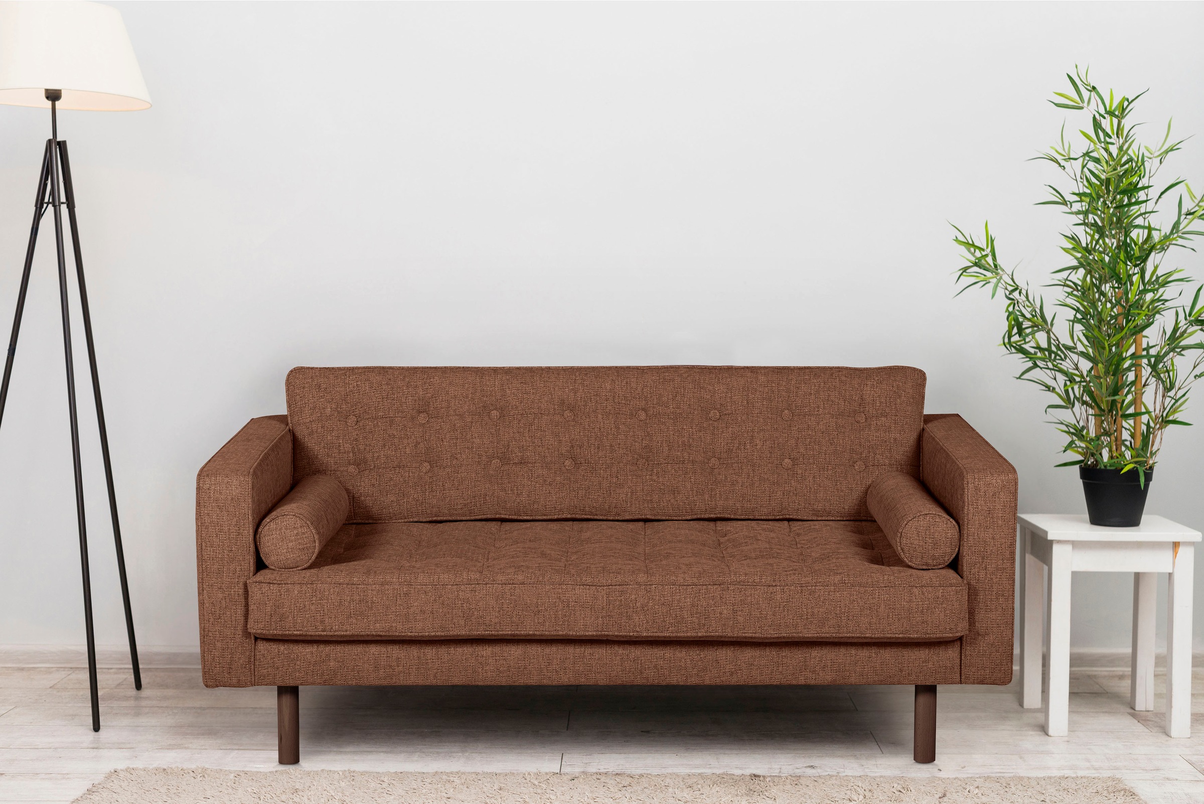 Image of GEPADE 2-Sitzer, Breite 160 cm, inkl. 2 Kissenrollen, mit wengefarbenen Holzfüssen bei Ackermann Versand Schweiz