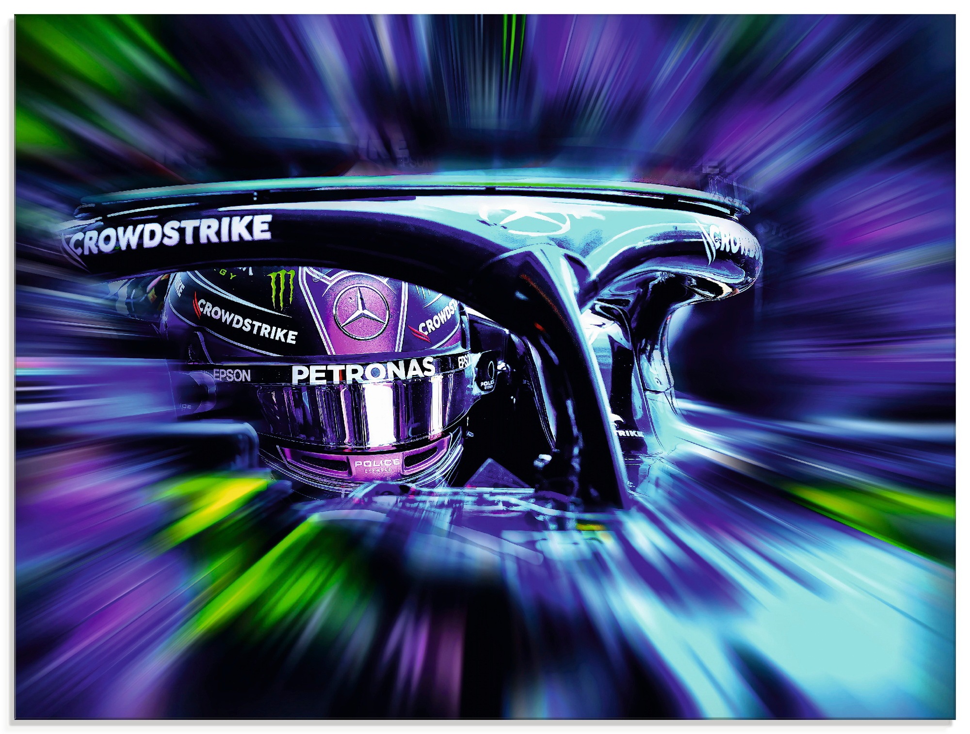 Image of Artland Glasbild "LH44 - Hamilton in kreativen Farben" Funsport 1 Stk. tlg. in verschiedenen Grössen