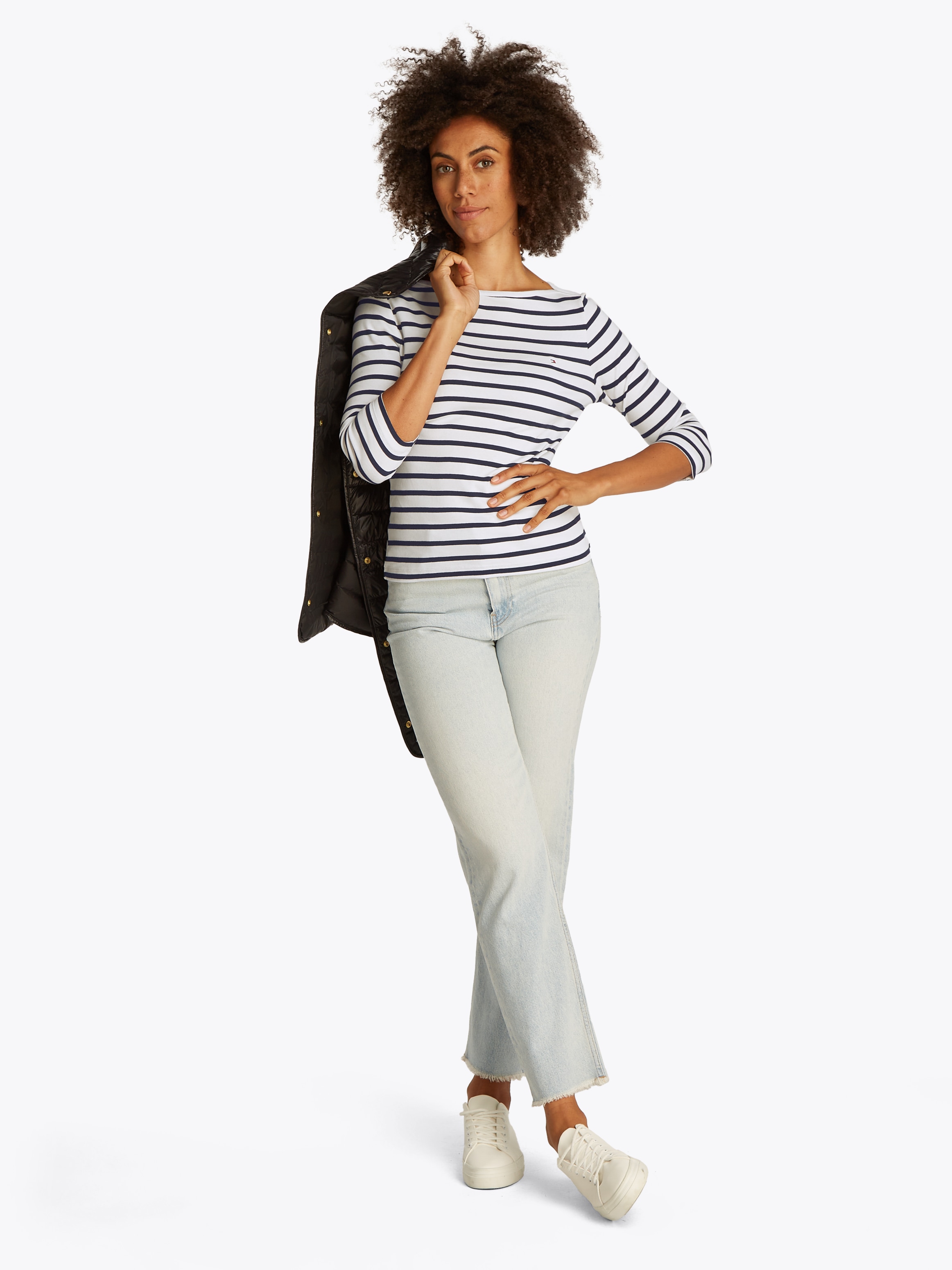 Tommy Hilfiger 3/4-Arm-Shirt »NEW CODY SLIM BOAT-NK 3/4SLV«, mit Logostickerei