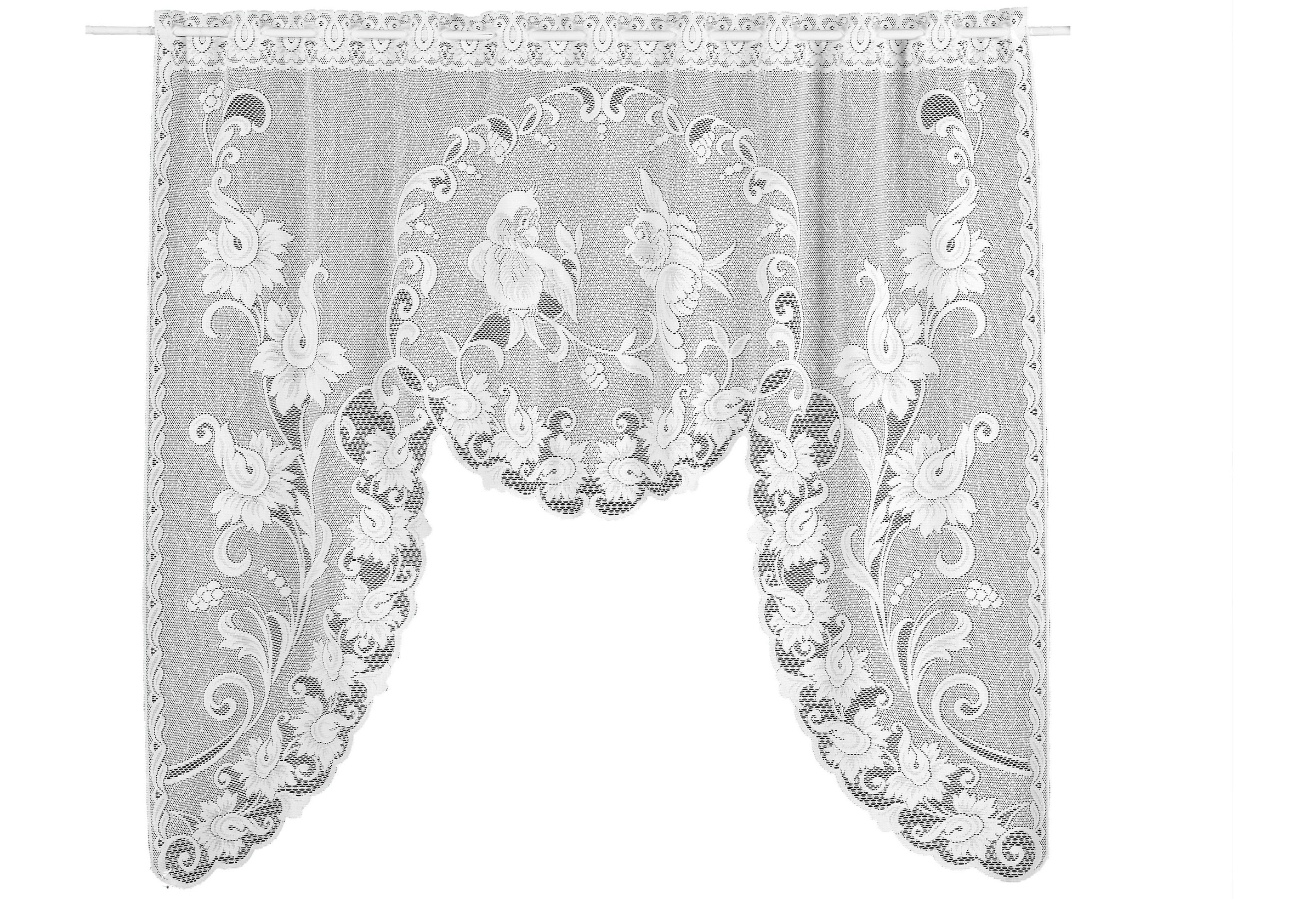 Weckbrodt Scheibengardine »Loren« Stangendurchzug 1 Stk. tlg. Bistro, Gardine, Jacquard, floral, Vögel, geblümt, HxB: 95x120, Store