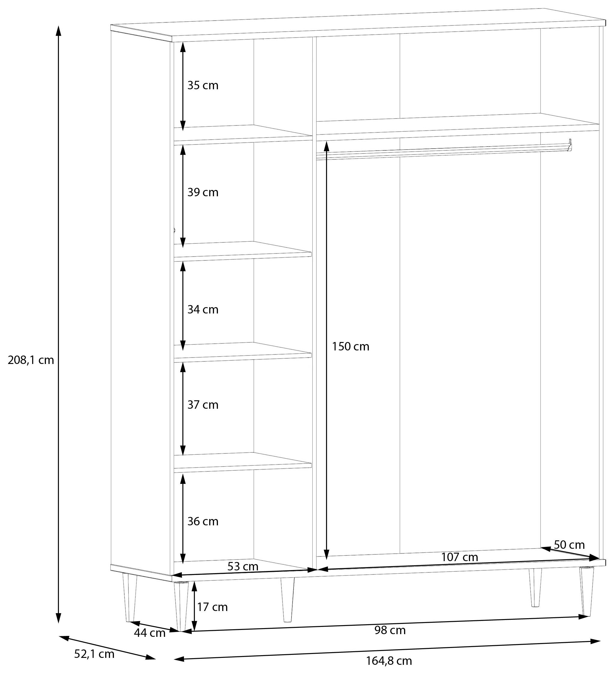GOODproduct Kleiderschrank »ELLIAN mit Rattan, Wiener Geflechtoptik und warmem Holzdekor« Boho-Stil, Metallgriffe, Made in EU, viel Stauraum, FSC®, Vintage