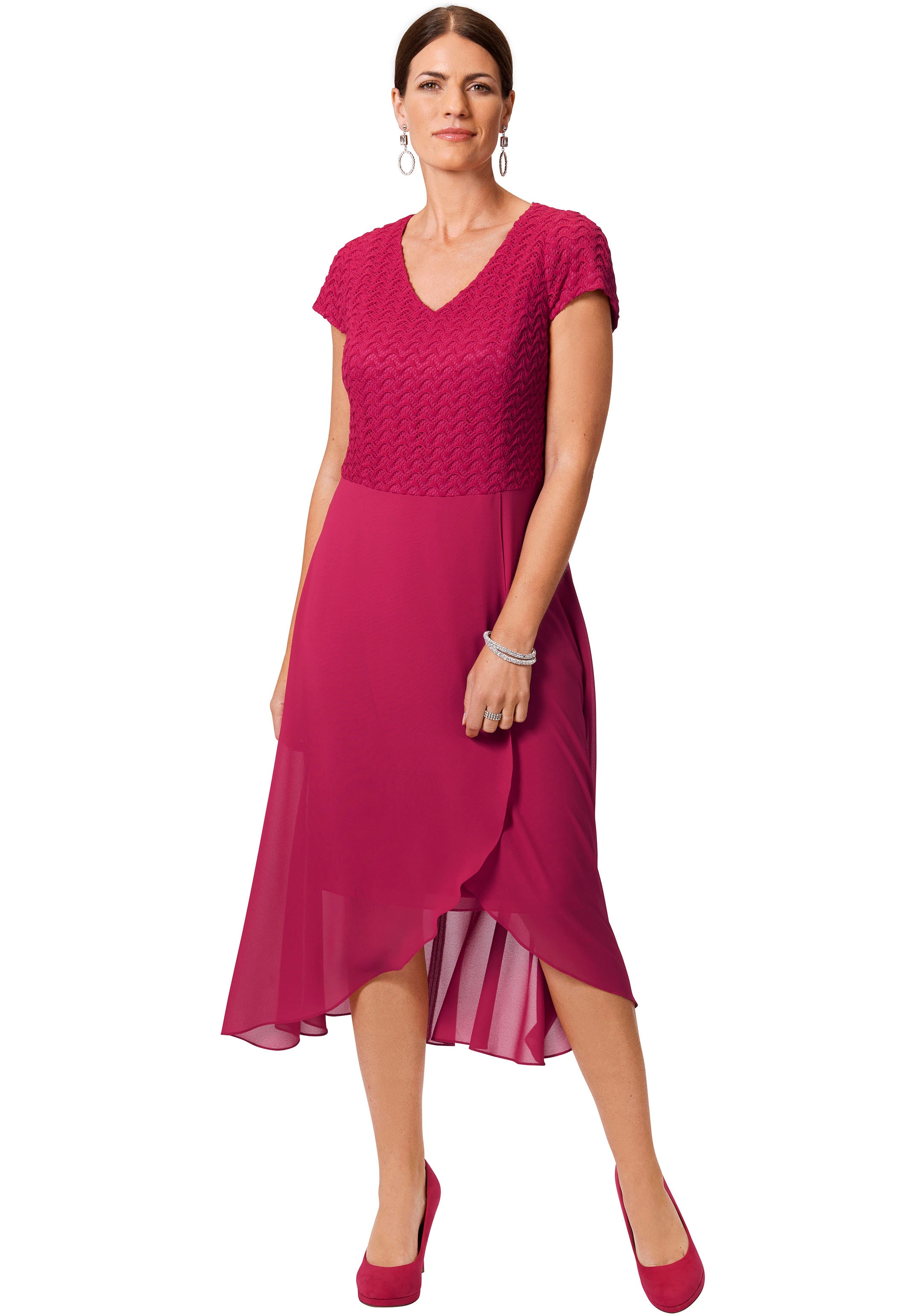select! By Hermann Lange Jerseykleid, Sommerkleid Doppellagiger Rock mit asymetrischer Saumführung