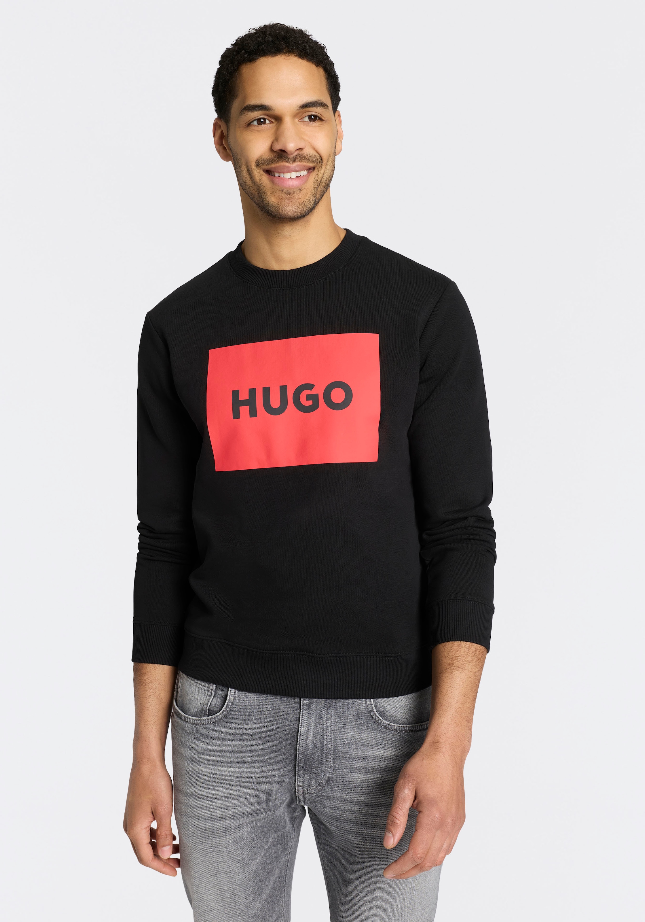 Image of HUGO Sweatshirt "Duragol", Rundhalsausschnitt, Regular Fit, grosser Logo-Druck