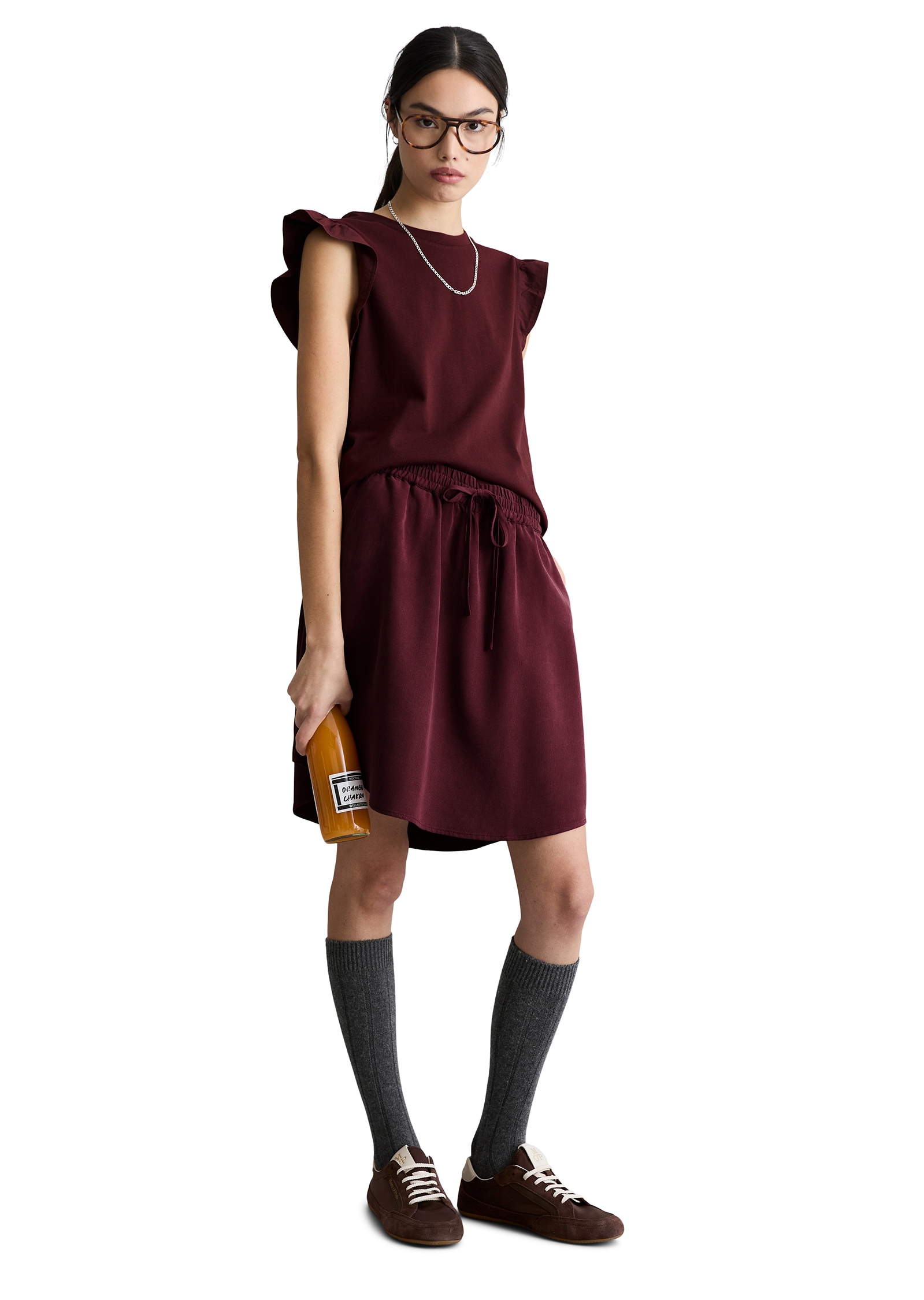 Marc O'Polo DENIM Haut de chemise Volant-Ärmel, regular fit aus Material-Mix