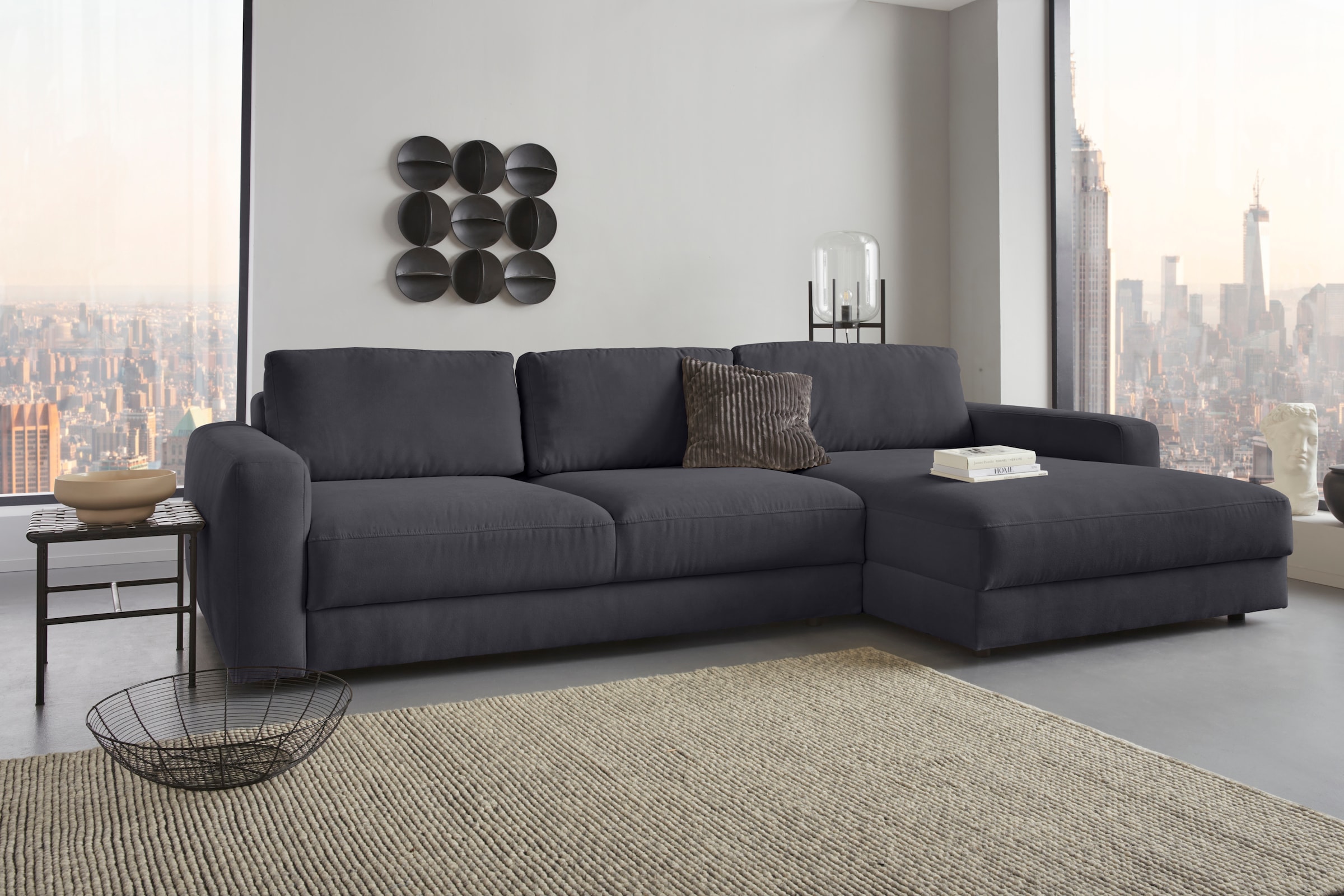 Image of Home affaire Ecksofa "Bloomfield, elegant, viel Platz, Mega Couch, Breite 303cm, L-Form" extra tiefe Sitzfläche, wahlweise mit Sitztiefenverstellung