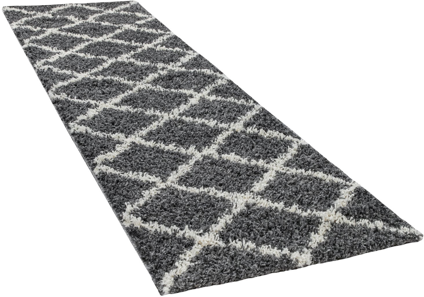 Paco Home Hochflor-Läufer »Kalmar 441«, rechteckig, 40 mm Höhe, Teppich-Läufer, Scandi Design, Rauten Muster, weich & kuschelig