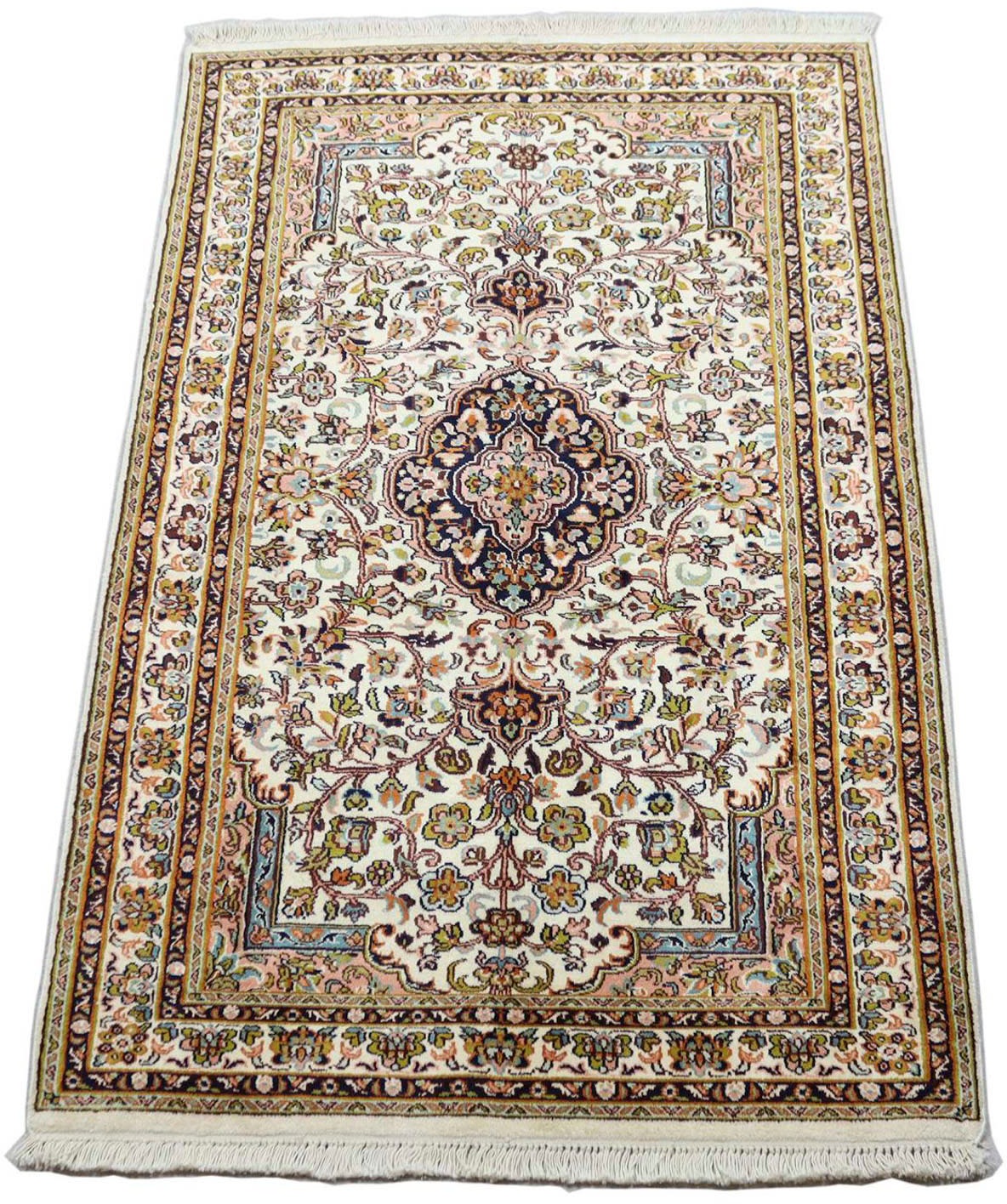 Image of morgenland Seidenteppich »Seide Indien Medaillon Beige 154 x 93 cm«, rechteckig, 0,4 mm Höhe, Handgeknüpft bei Ackermann Versand Schweiz