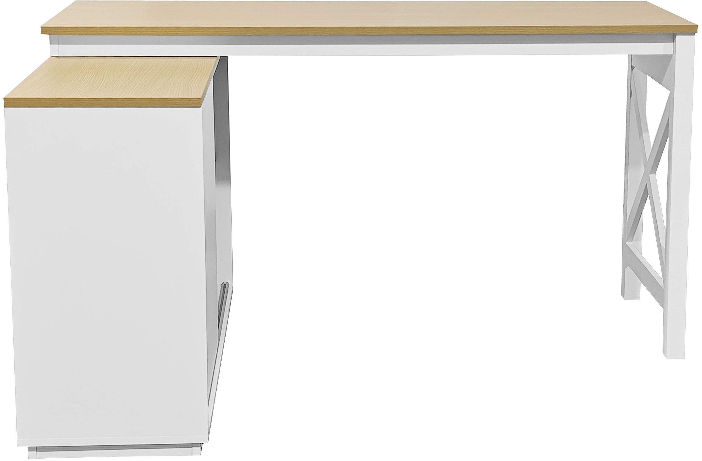 GOODproduct Eckschreibtisch »SILBA« viel Stauraum, mit Schiebetür, Breite: 100 cm, Landhausstil