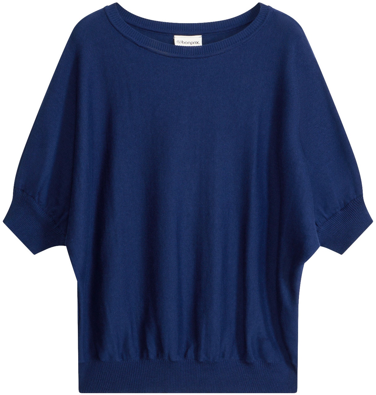 bonprix Pull en tricot en mélange de coton, col rond, coupe confortable
