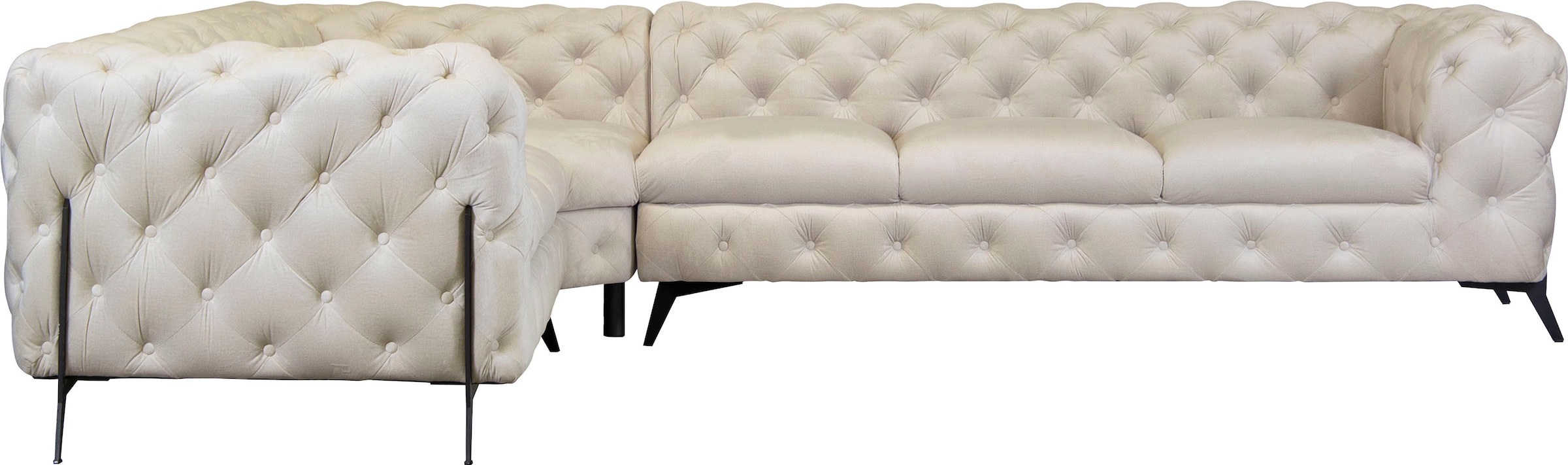 Home affaire Canapé Chesterfield »Amaury L-Form« grosses Ecksofa, Chesterfield-Optik, Breite 323 cm, Fussfarbe wählbar