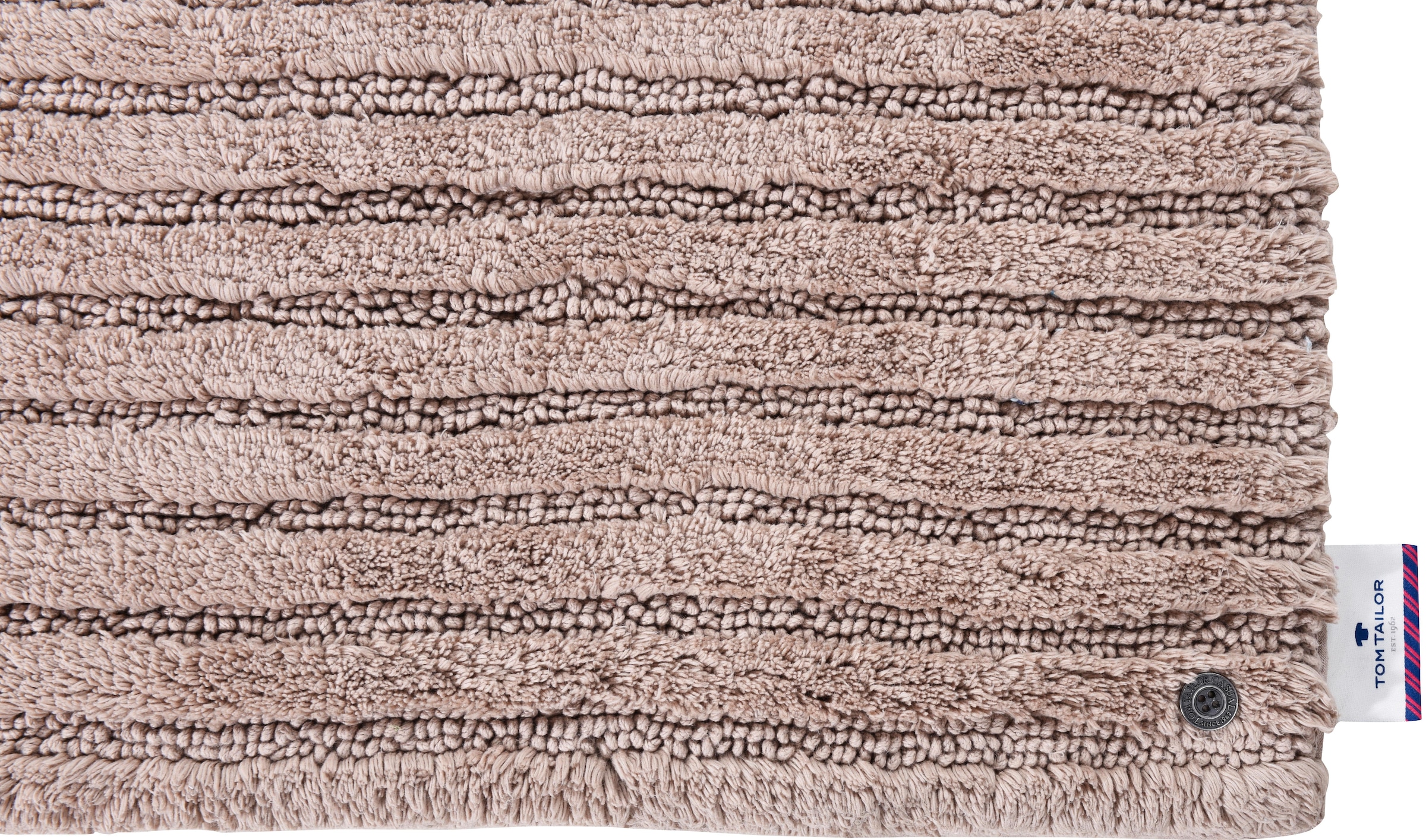 TOM TAILOR HOME Badematte »Cotton Stripes«, rutschhemmend beschichtet, fussbodenheizungsgeeignet-strapazierfähig, Uni Farben, gestreift, reine Baumwolle, Hoch-Tief Effekt