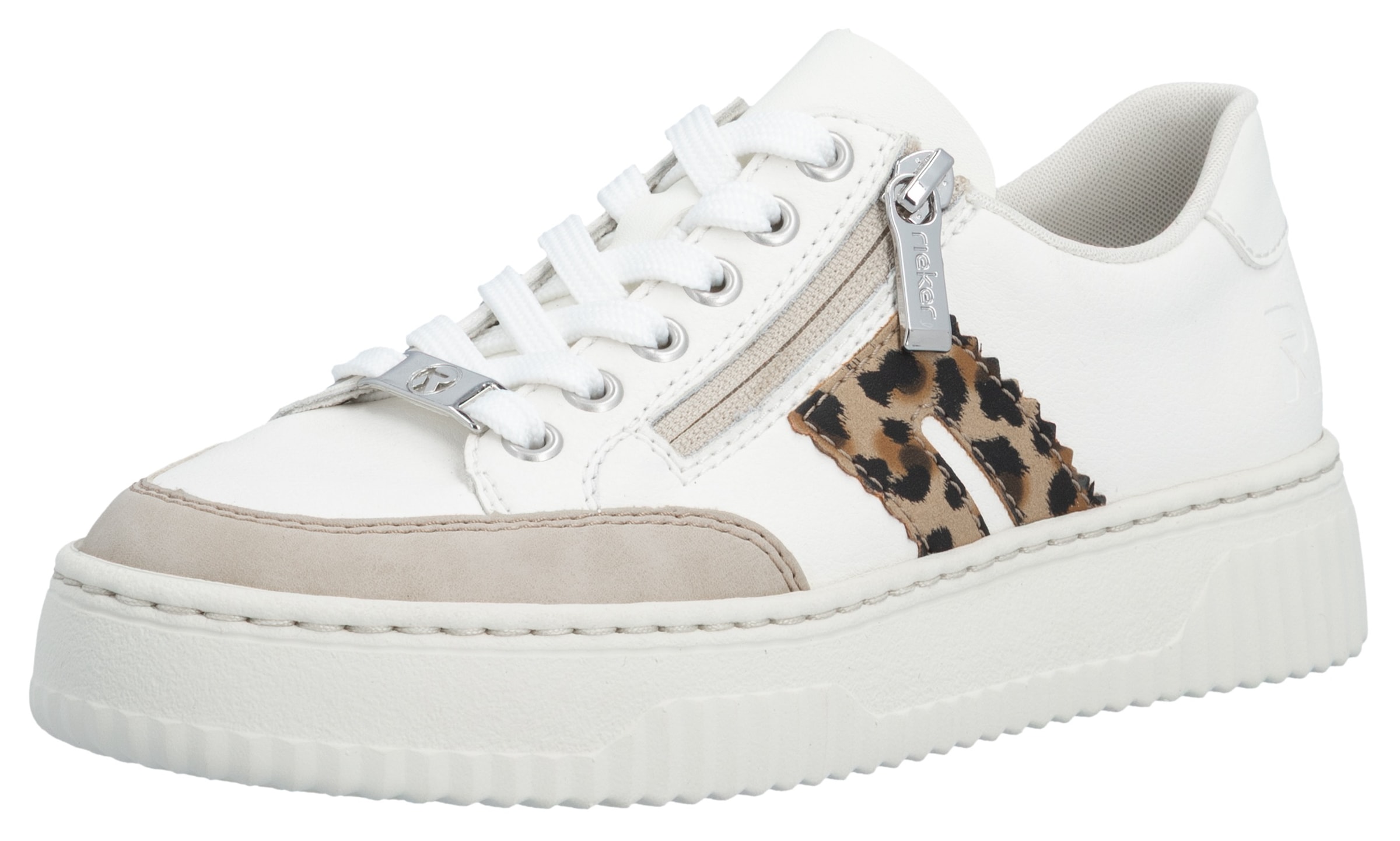 Image of Rieker Plateausneaker Halbschuh, Schnürschuh, Casual-Sneaker mit leo-Besatz