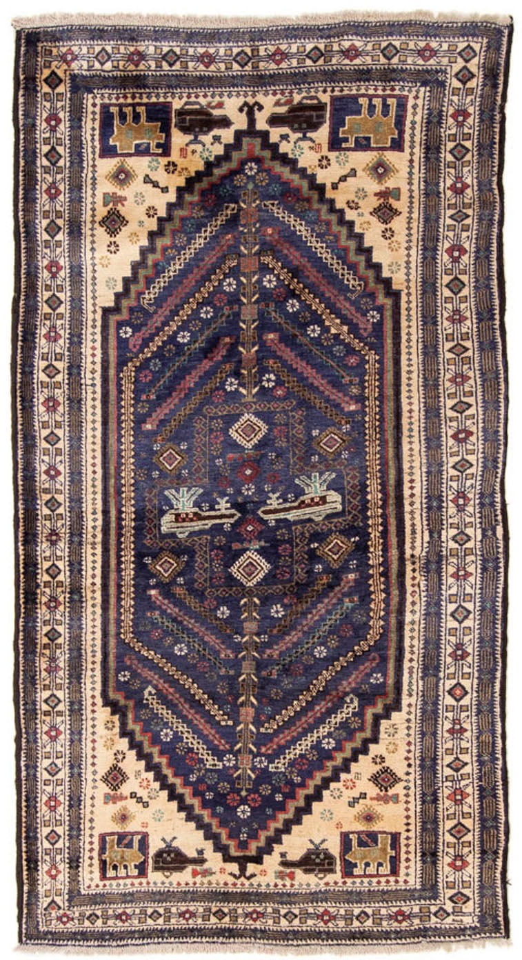 Image of morgenland Hochflor-Läufer »Belutsch Medaillon Blu scuro 211 x 112 cm«, rechteckig, 0,8 mm Höhe, Handgeknüpft bei Ackermann Versand Schweiz