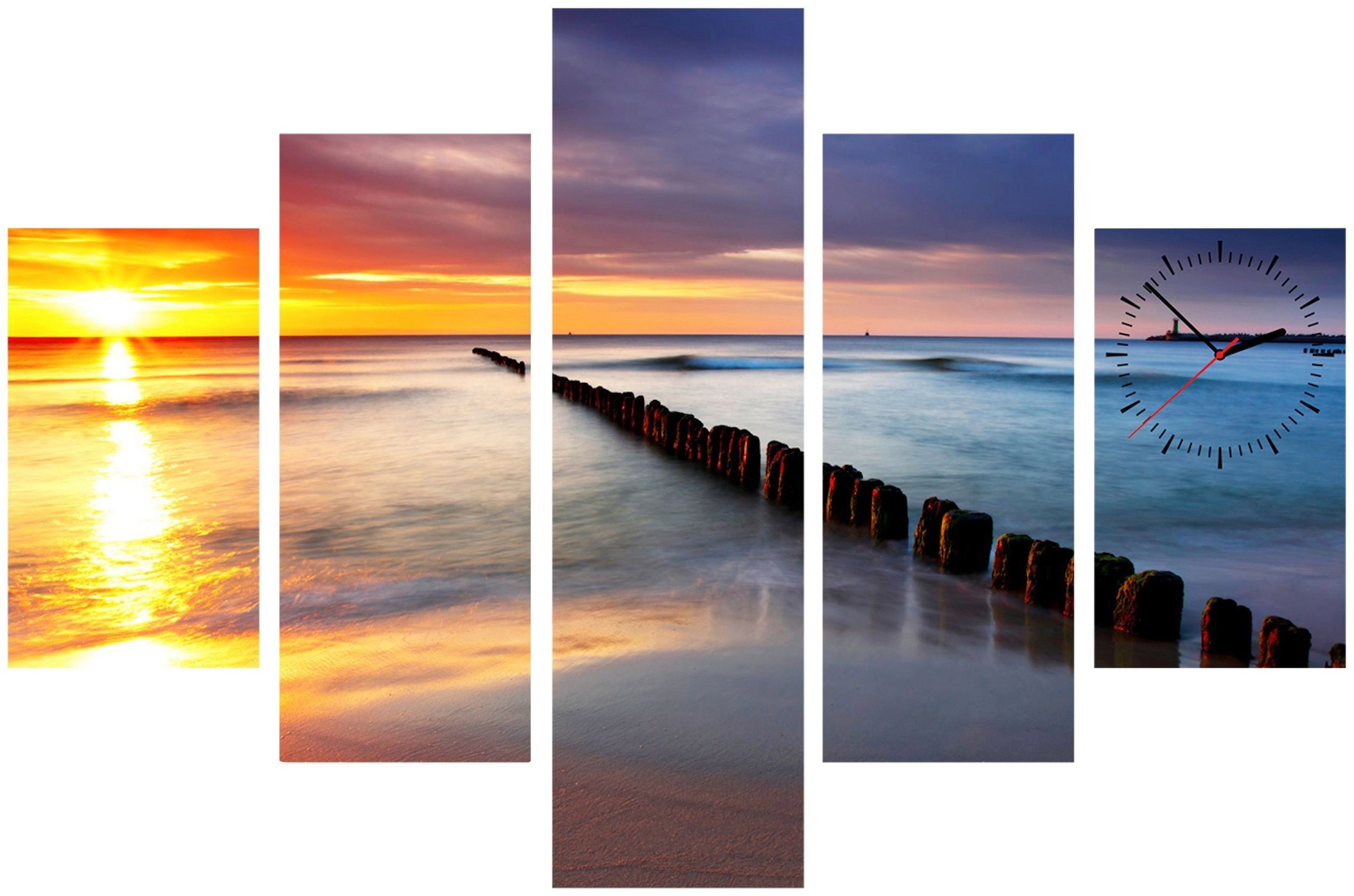 Image of Conni Oberkircher´s Bild »Baltic Sea - Ostsee«, Strand, (Set, (Set 5), mit dekorativer Uhr, Urlaub, Sonnenuntergang Entspannung bei Ackermann Versand Schweiz